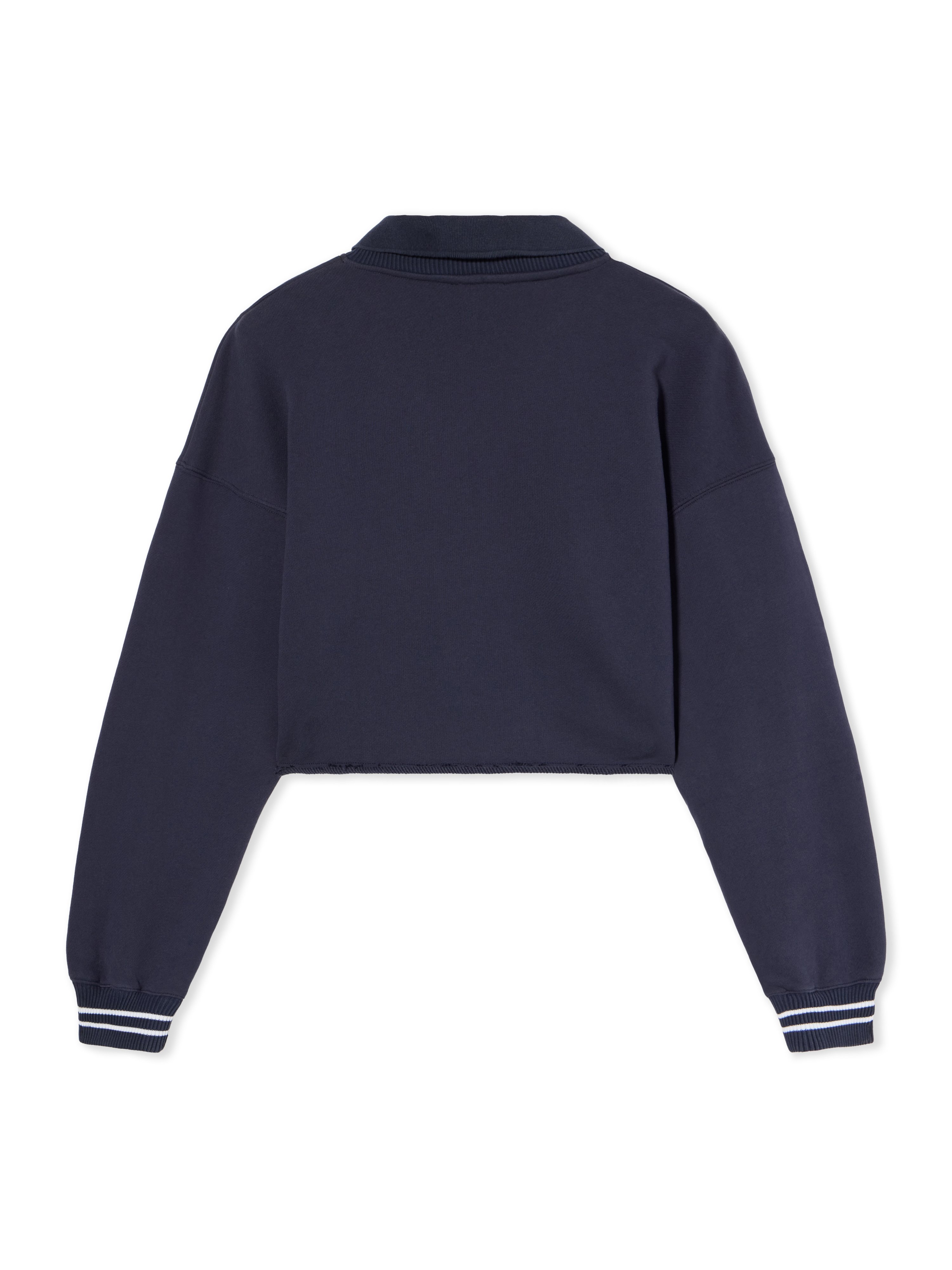 Off-white Embroidered Script Logo Crop Polo Sweater In Multi