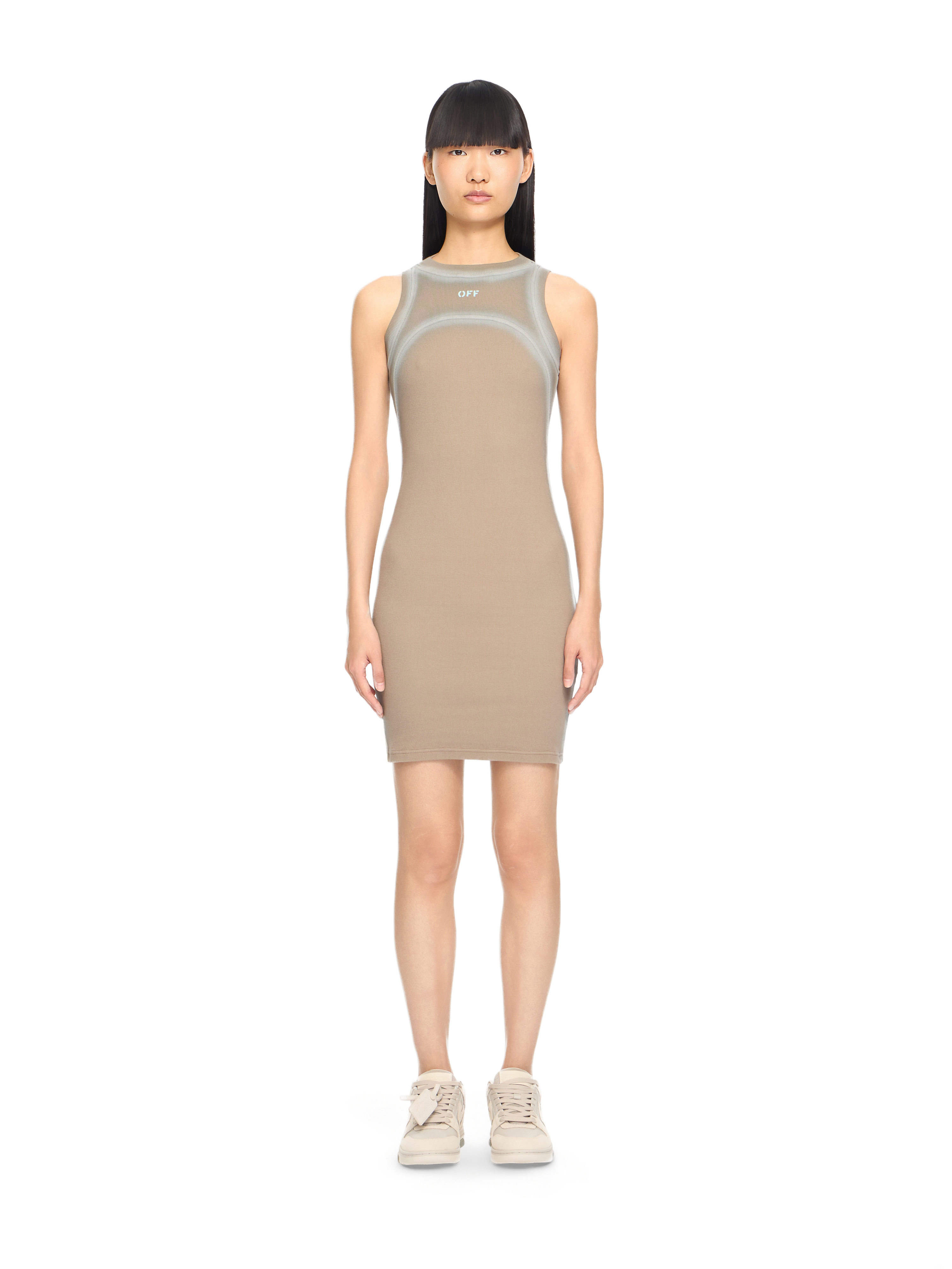 Off-White Spray Off Stamp Ribbed Round Dress