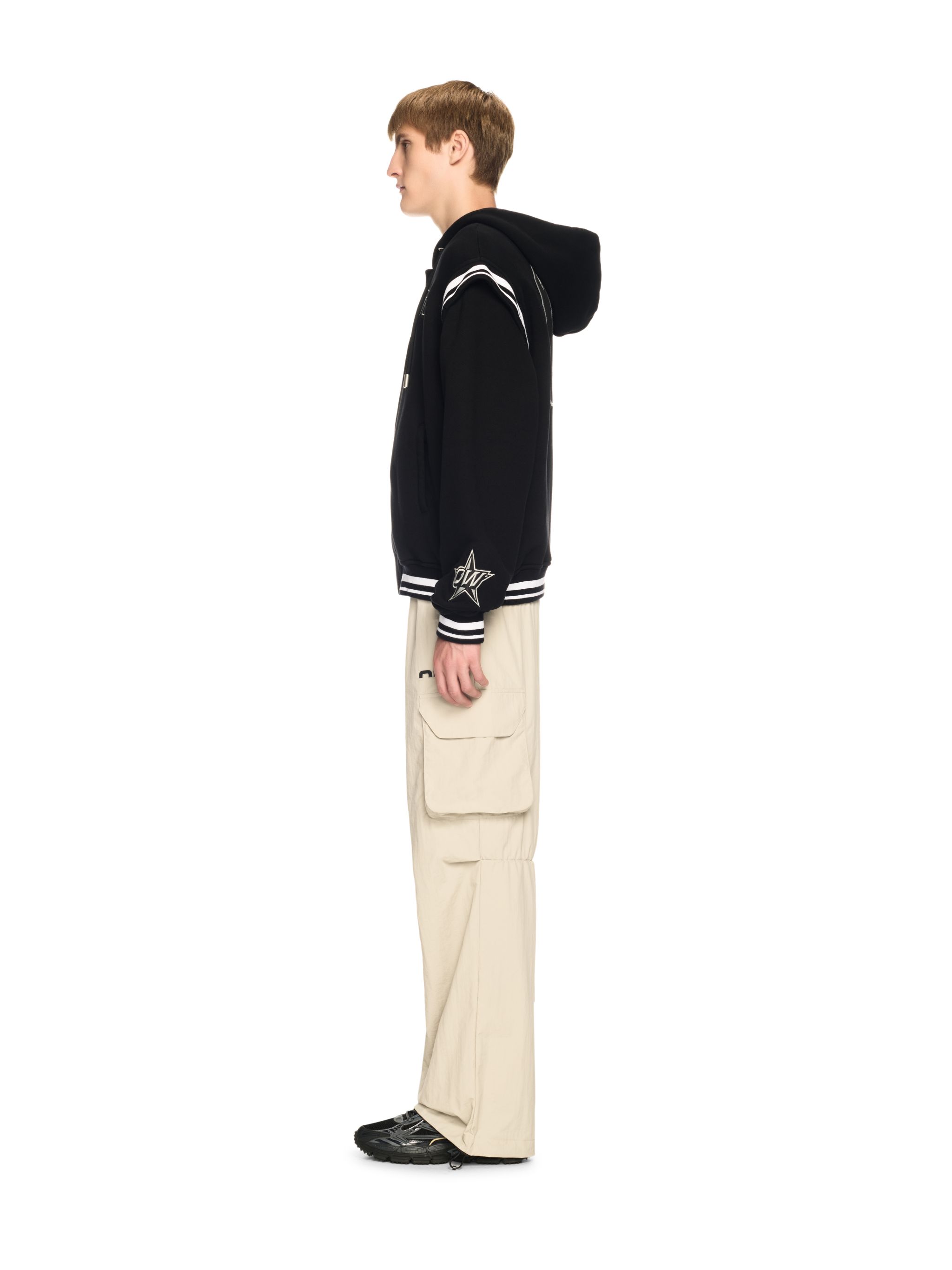 Off-white Black Varsity Sweatshirt With Press-stud Fastening And Bold Lettering In Black