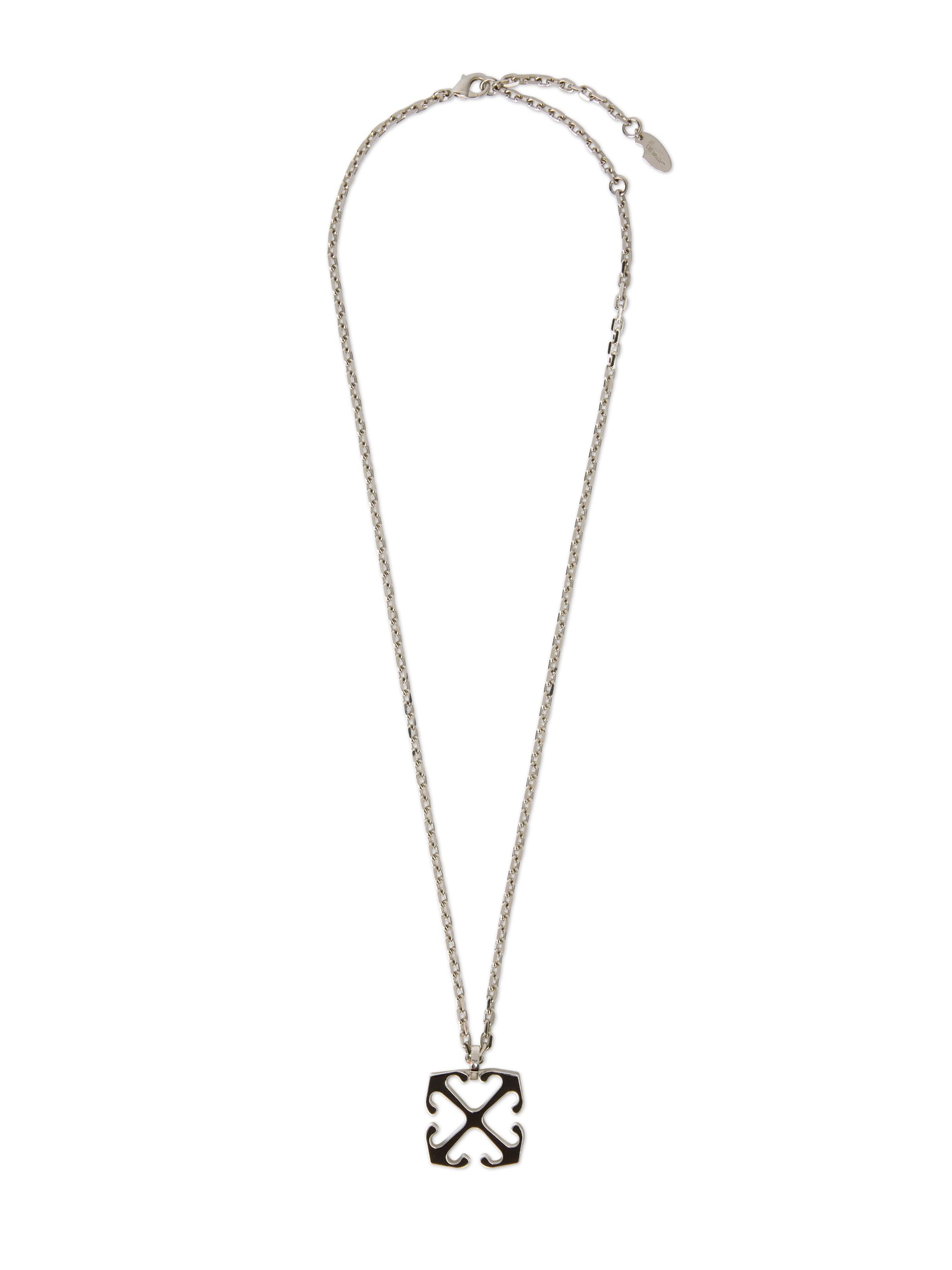  Off White Enamel Arrow Pendant Necklace - Male  Black O/s 