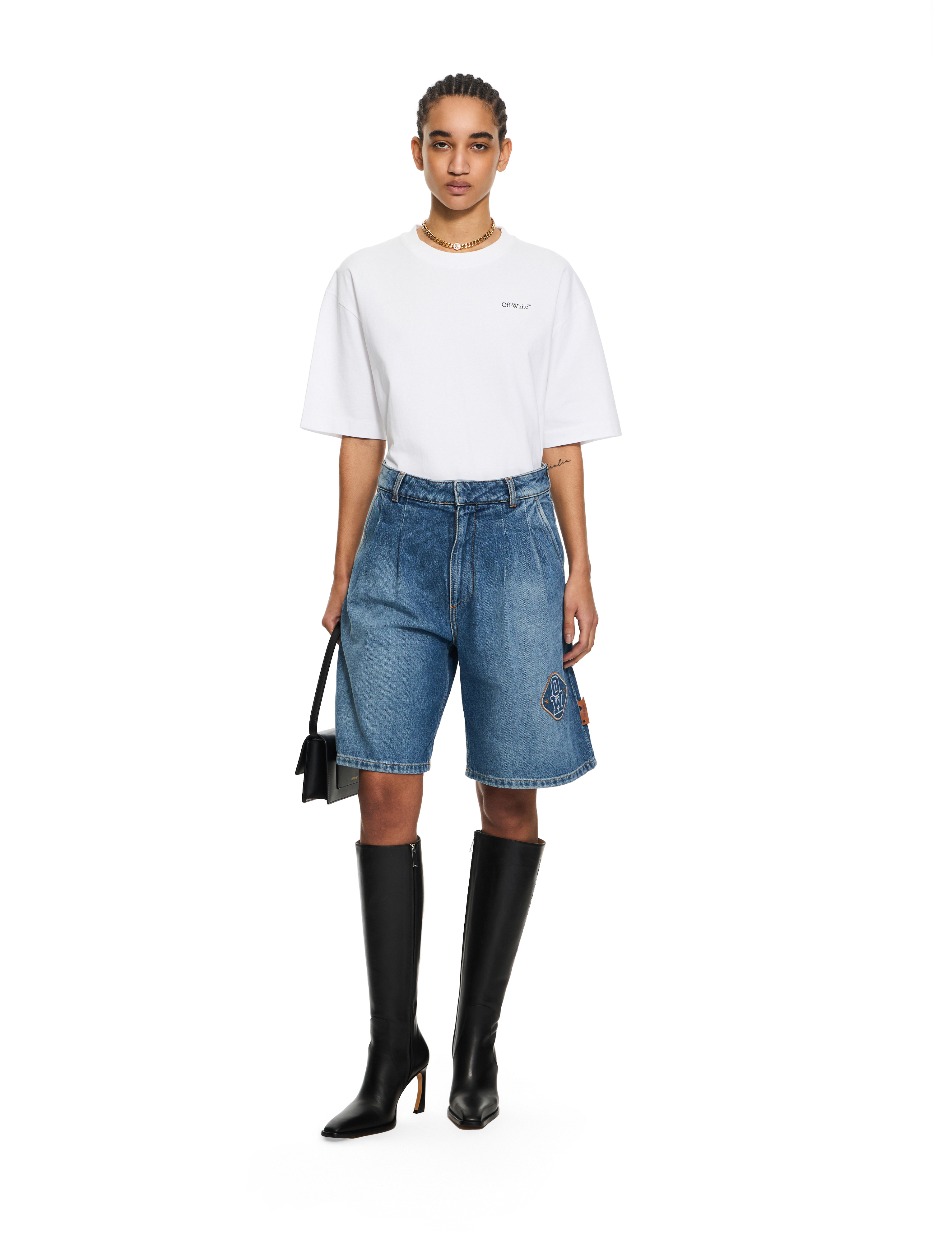 Off-White Royal Patch Denim Bermuda Shorts