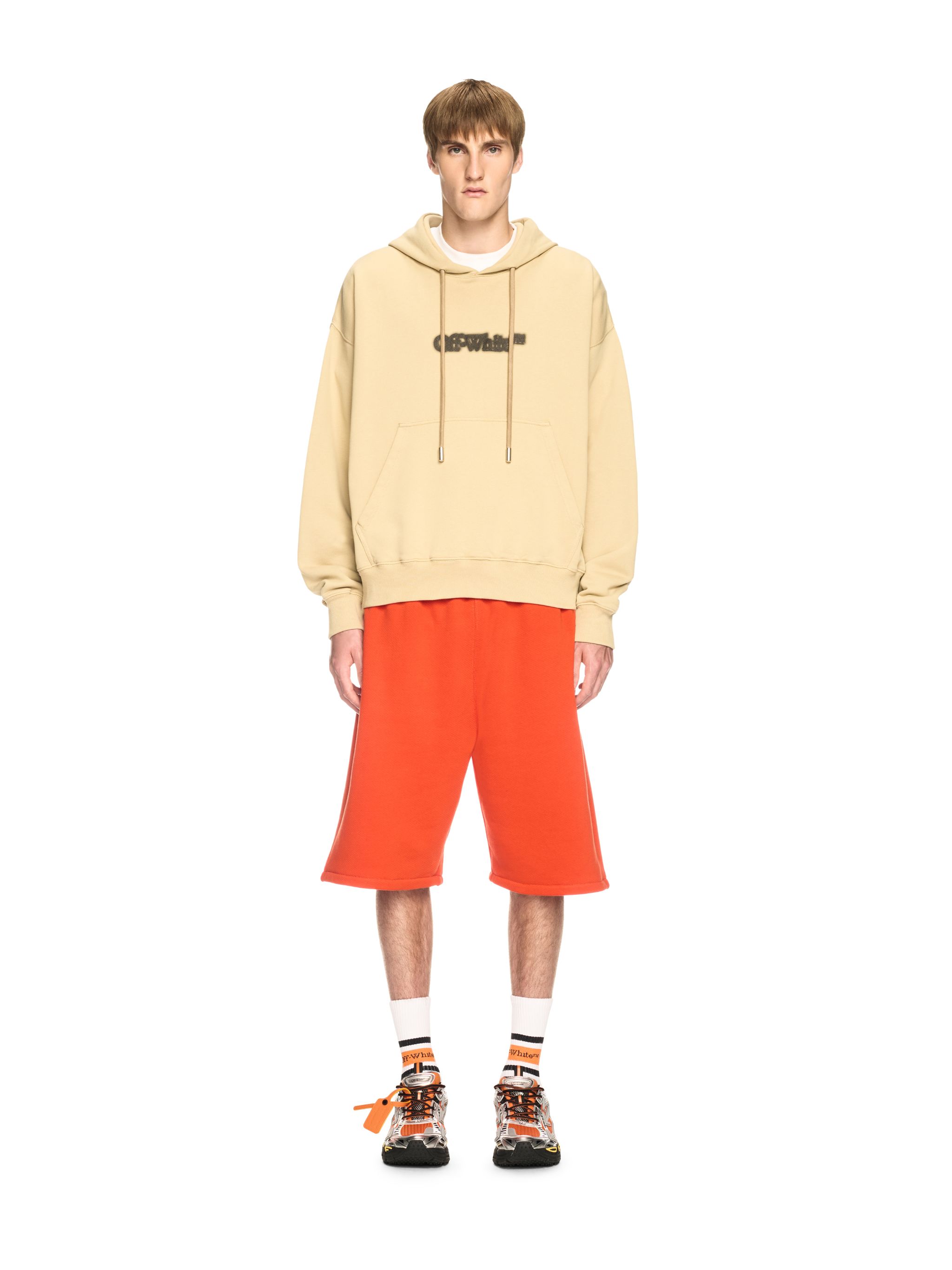 Off White Beige Spray Arrow Hoodie - Male  Neutrals S 