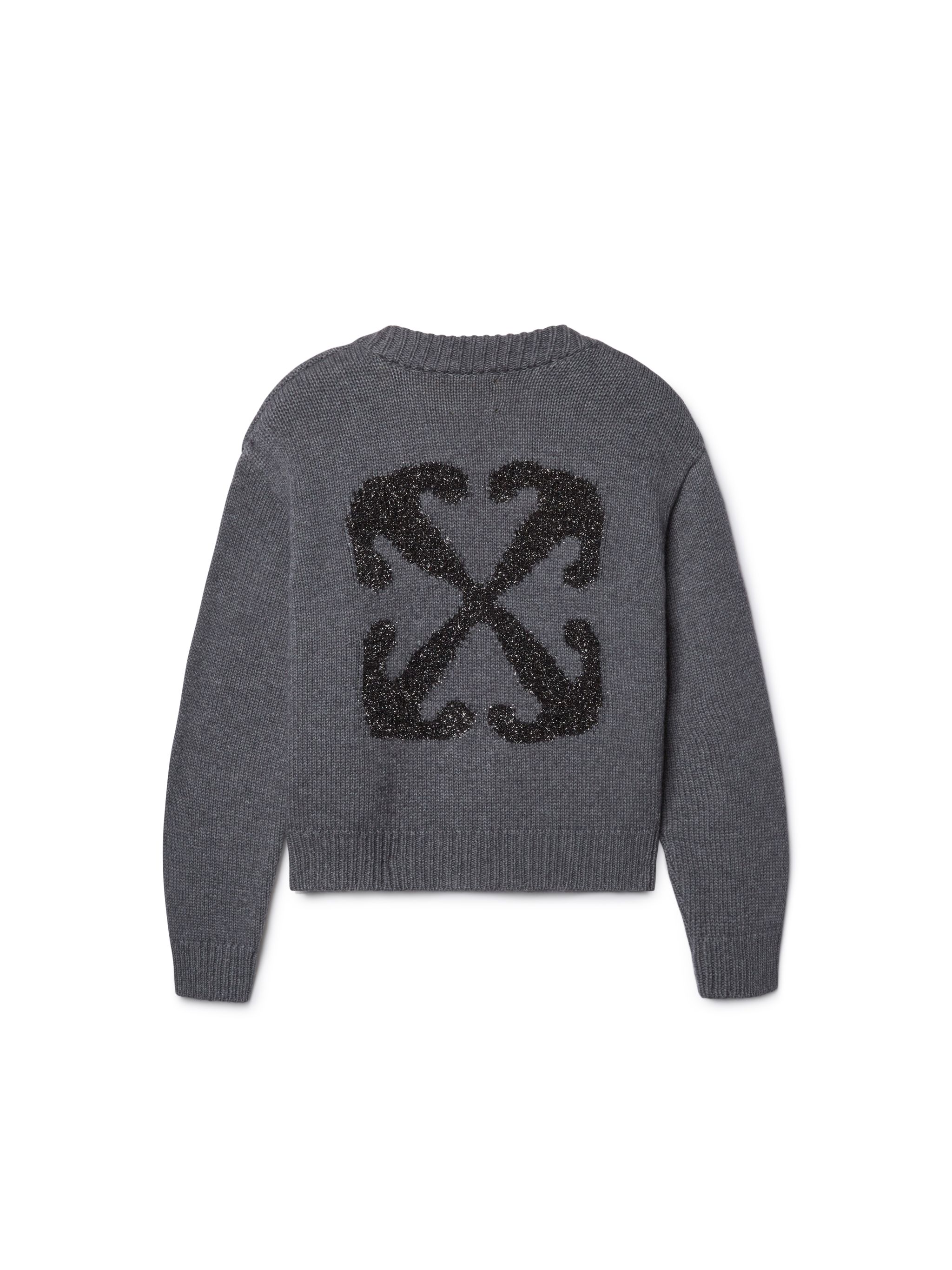 Off-white Arrow Chunky Knit Cardigan In Gray
