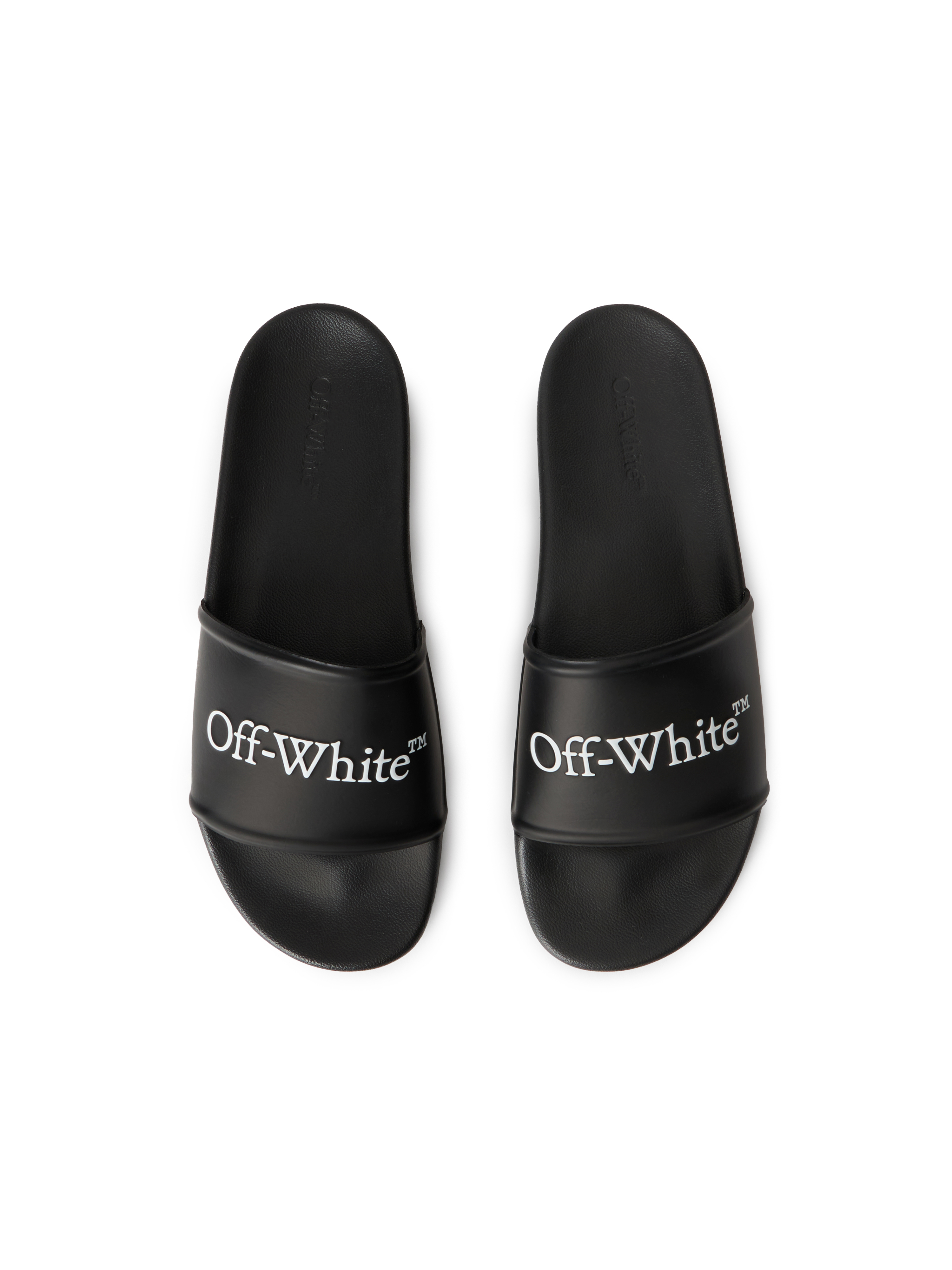 Off-white Bookish Open Toe Slip-on Slides In Black