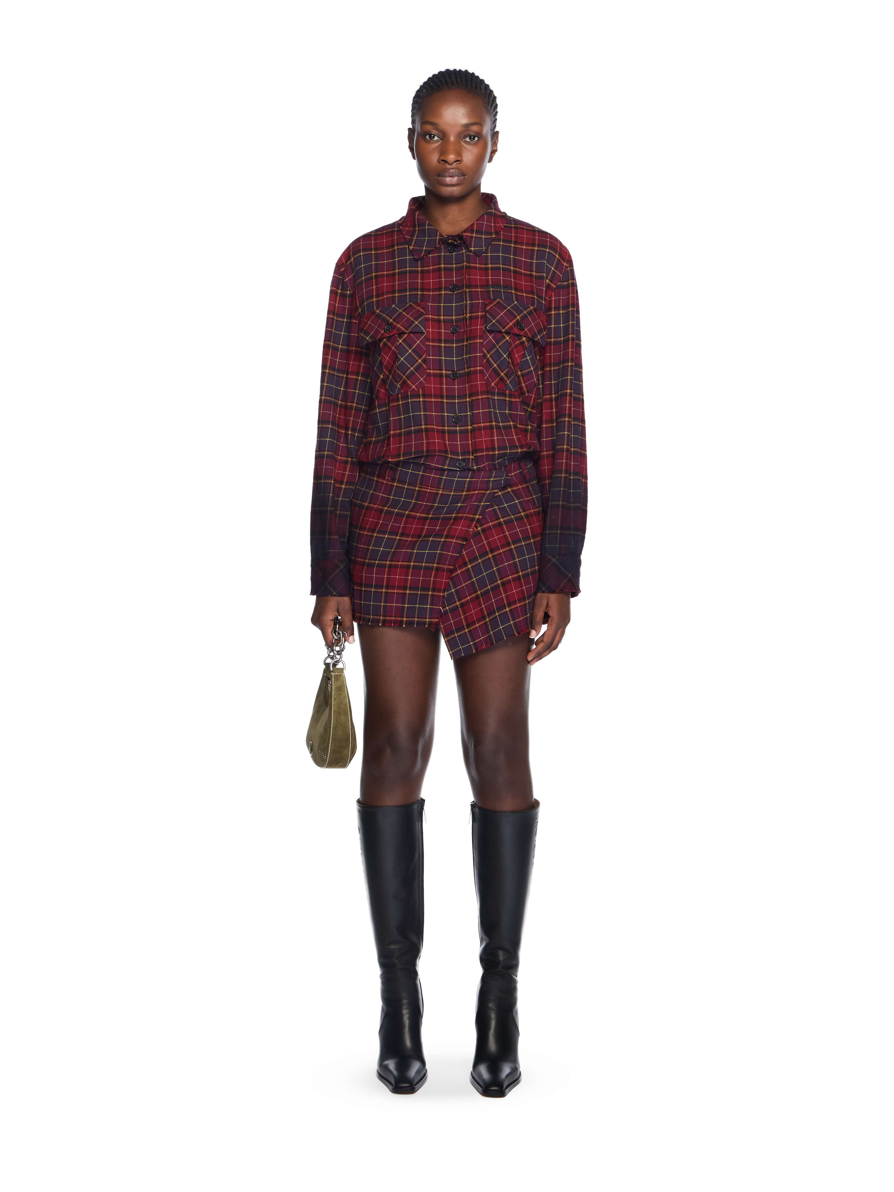Off-White Check Flannel Arrow Dress