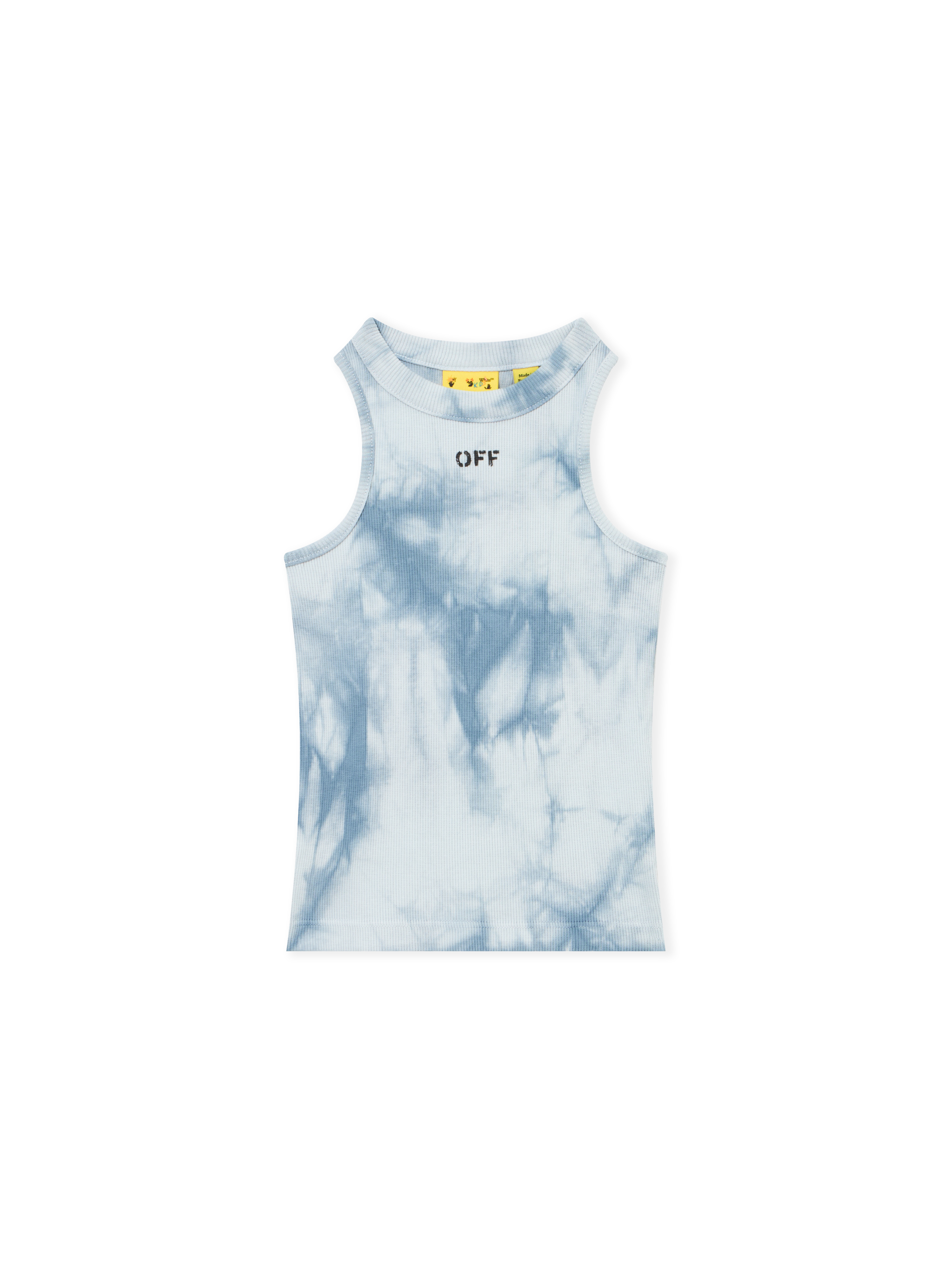  Off White Off Stamp Tie Dye Ribbed Top - Kids Mädchen Kleidung Dusty Blue 8 