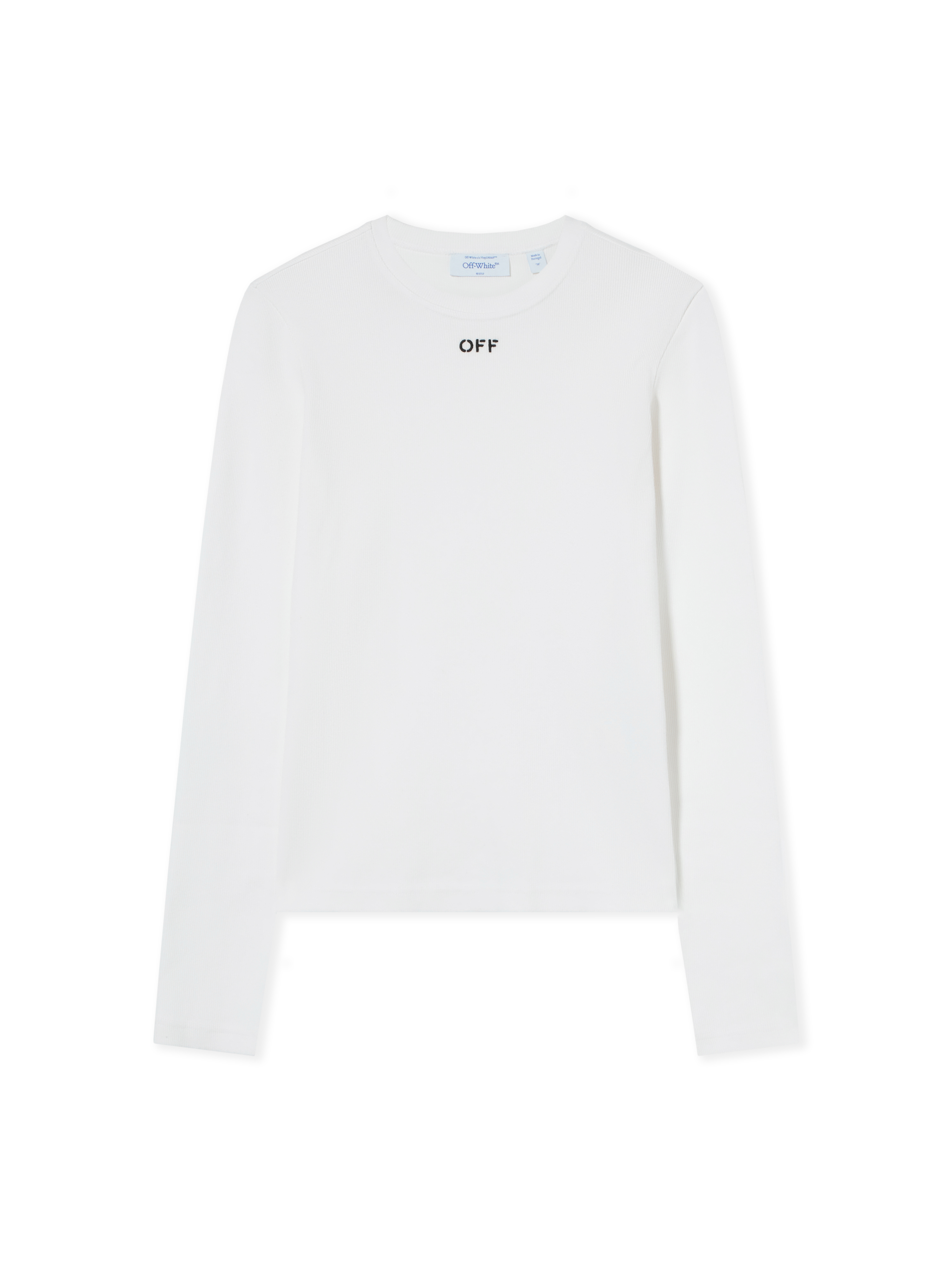 Off White Donna White-Black Maglia A Maniche Lunghe A Coste Off Stamp - T-Shirt 40