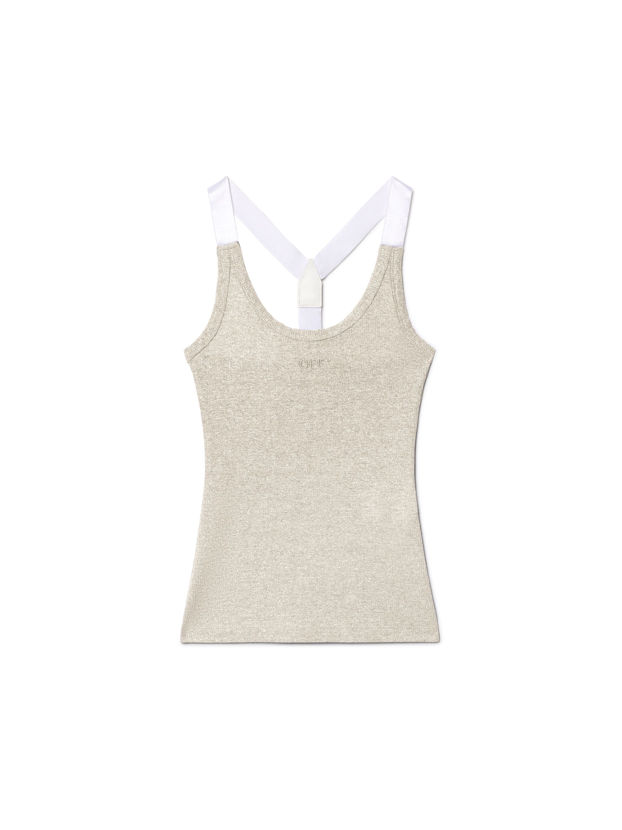 Off-white Silver Lurex Tank Top In Silver