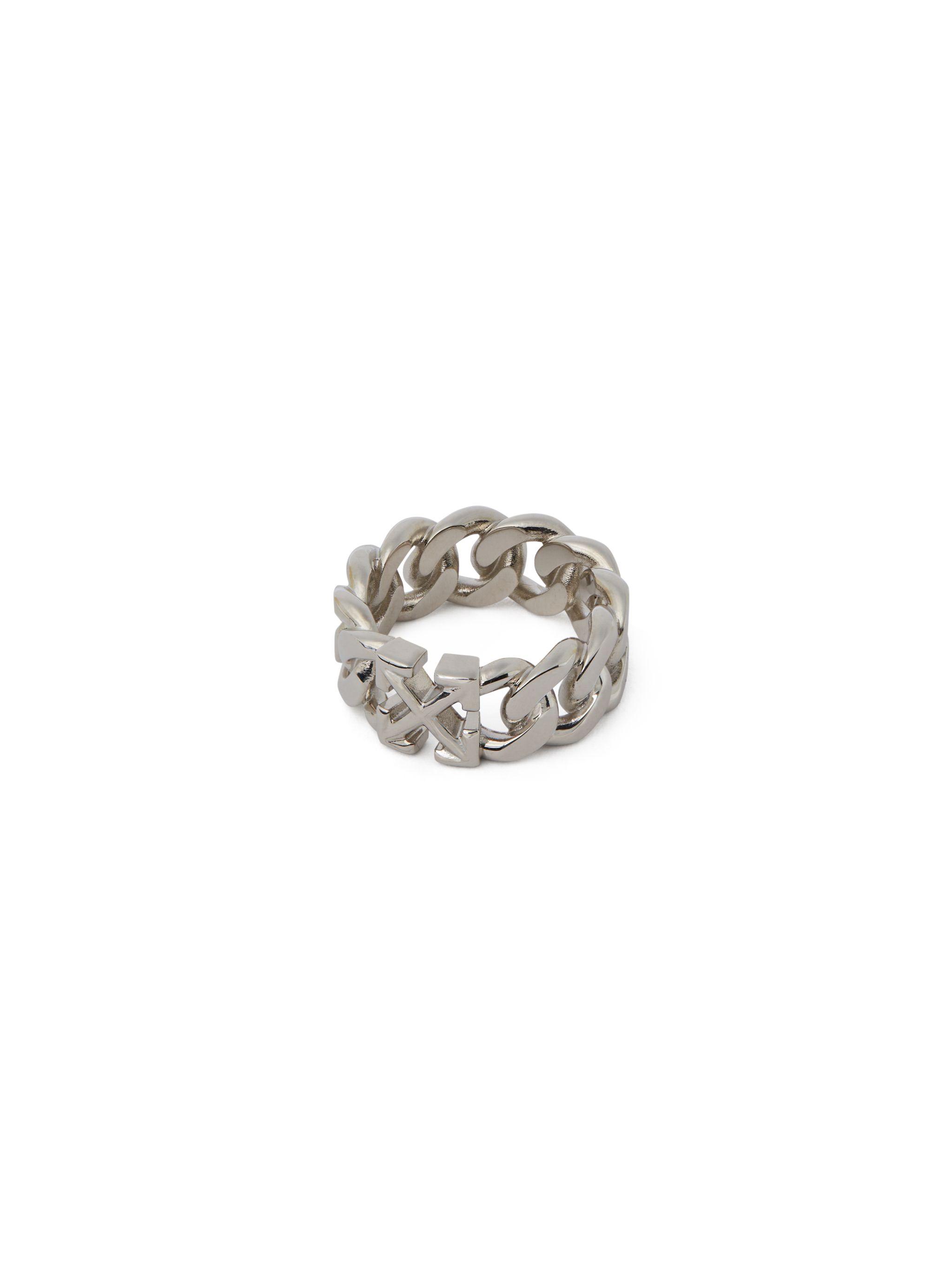 Off-white Arrow Chain Ring In Silver