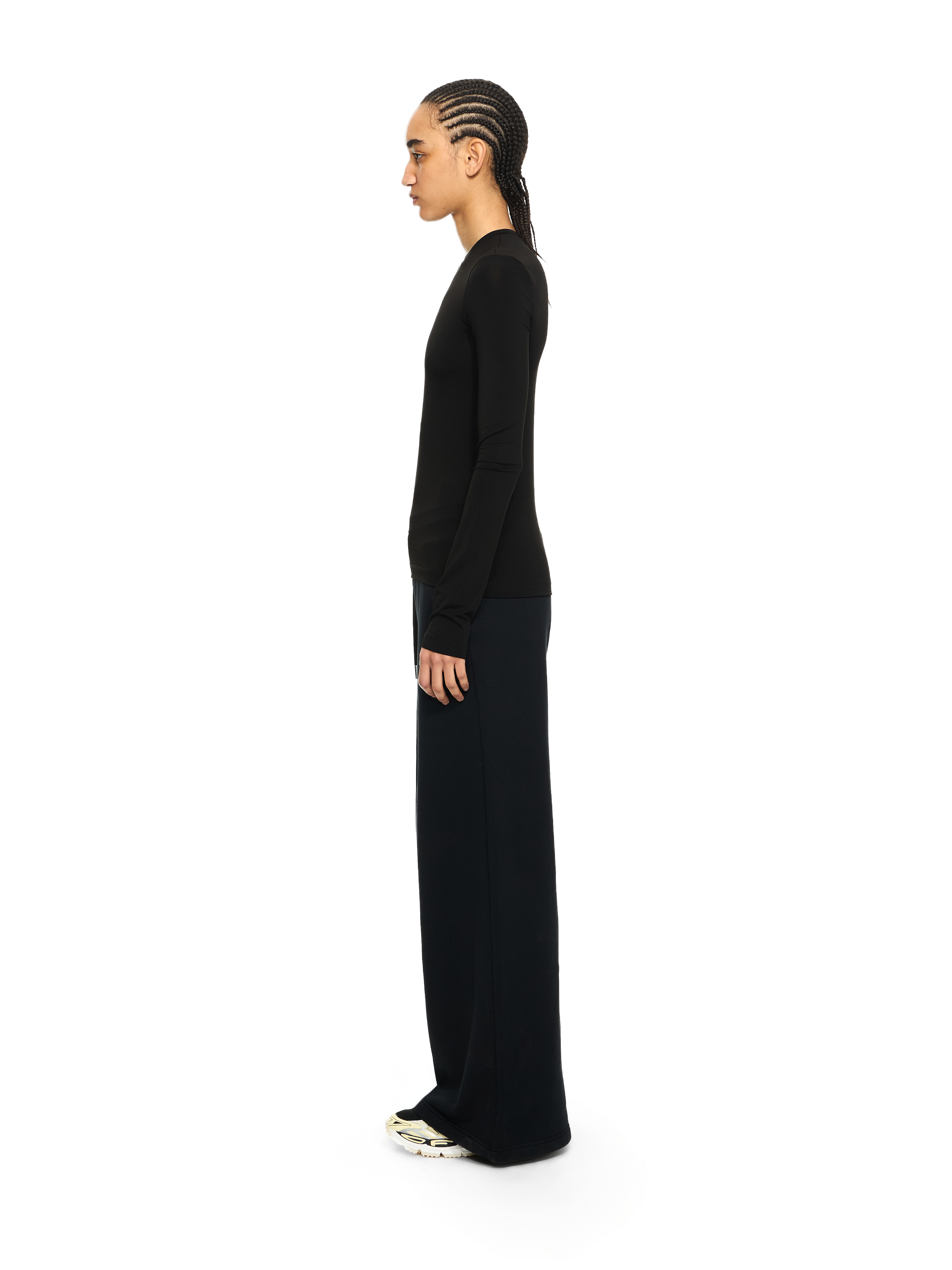Off-white Fitted Long Sleeve Ribbed Crop T-shirt In Black
