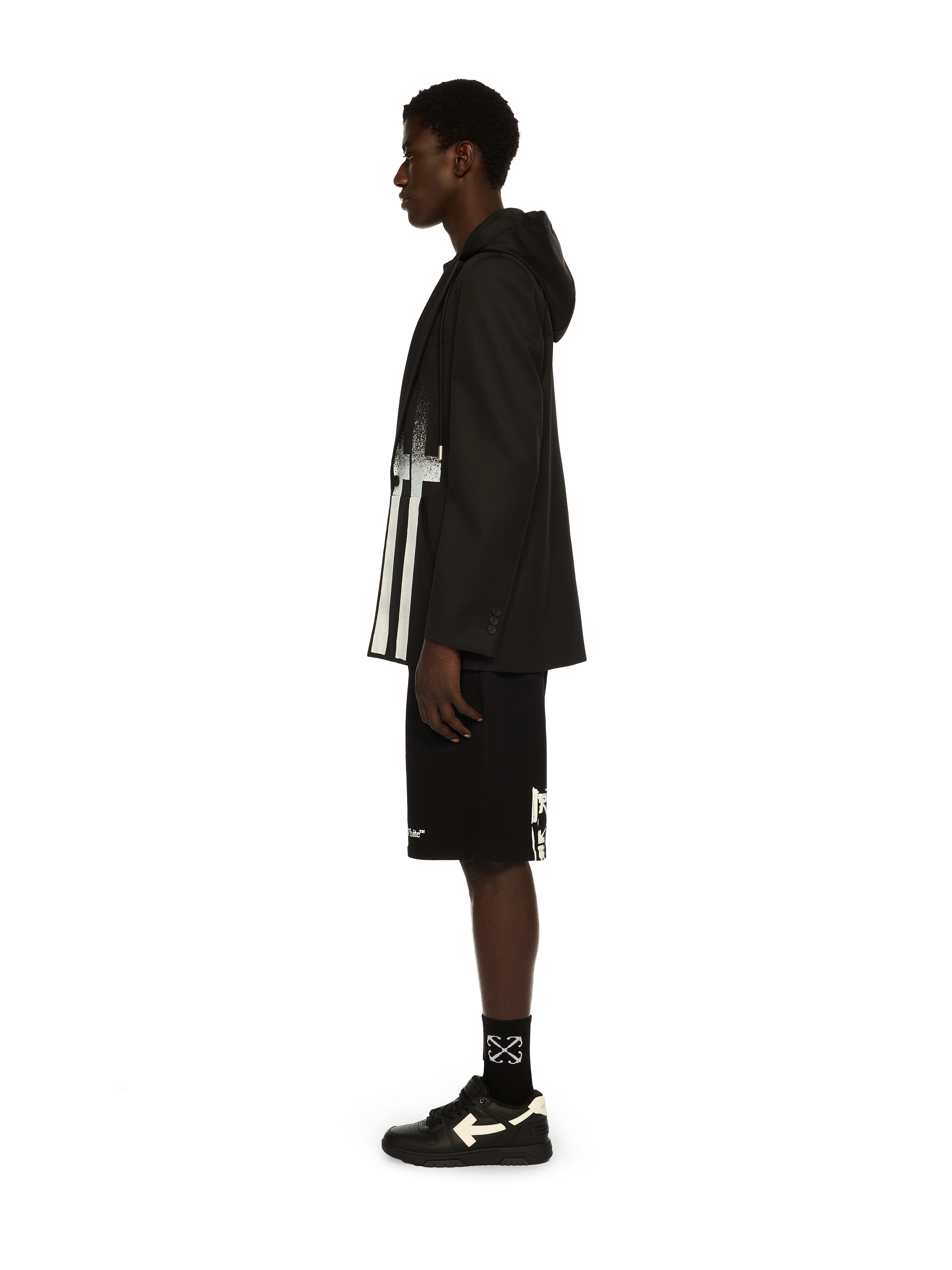 Off-white Big Off Gradient Wool Hood Jacket In Black