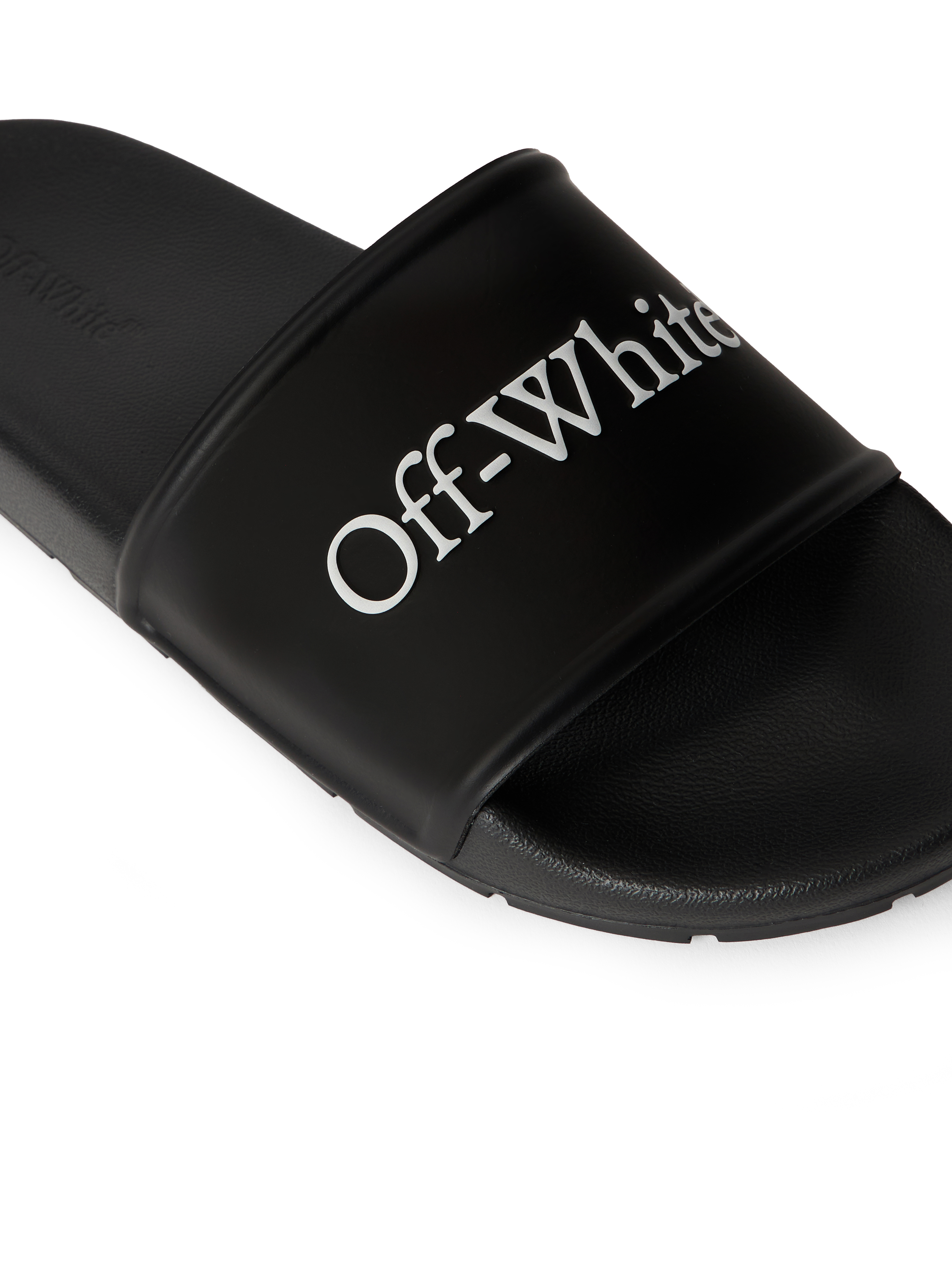 Off-white Bookish Open Toe Slip-on Slides In Black