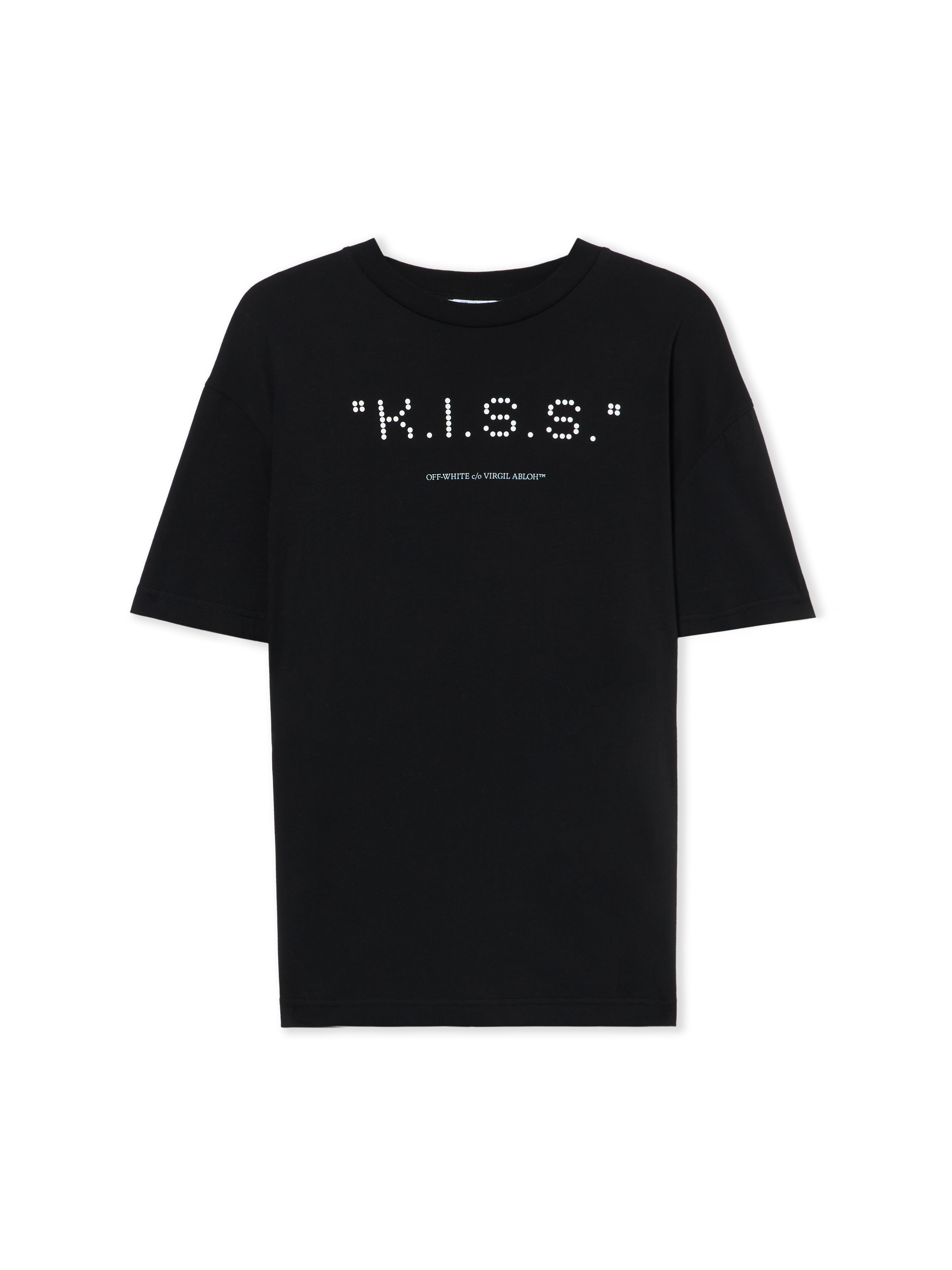 Off White Donna Nero - The Kiss Quote T-Shirt - Tops - M - Immagine 3