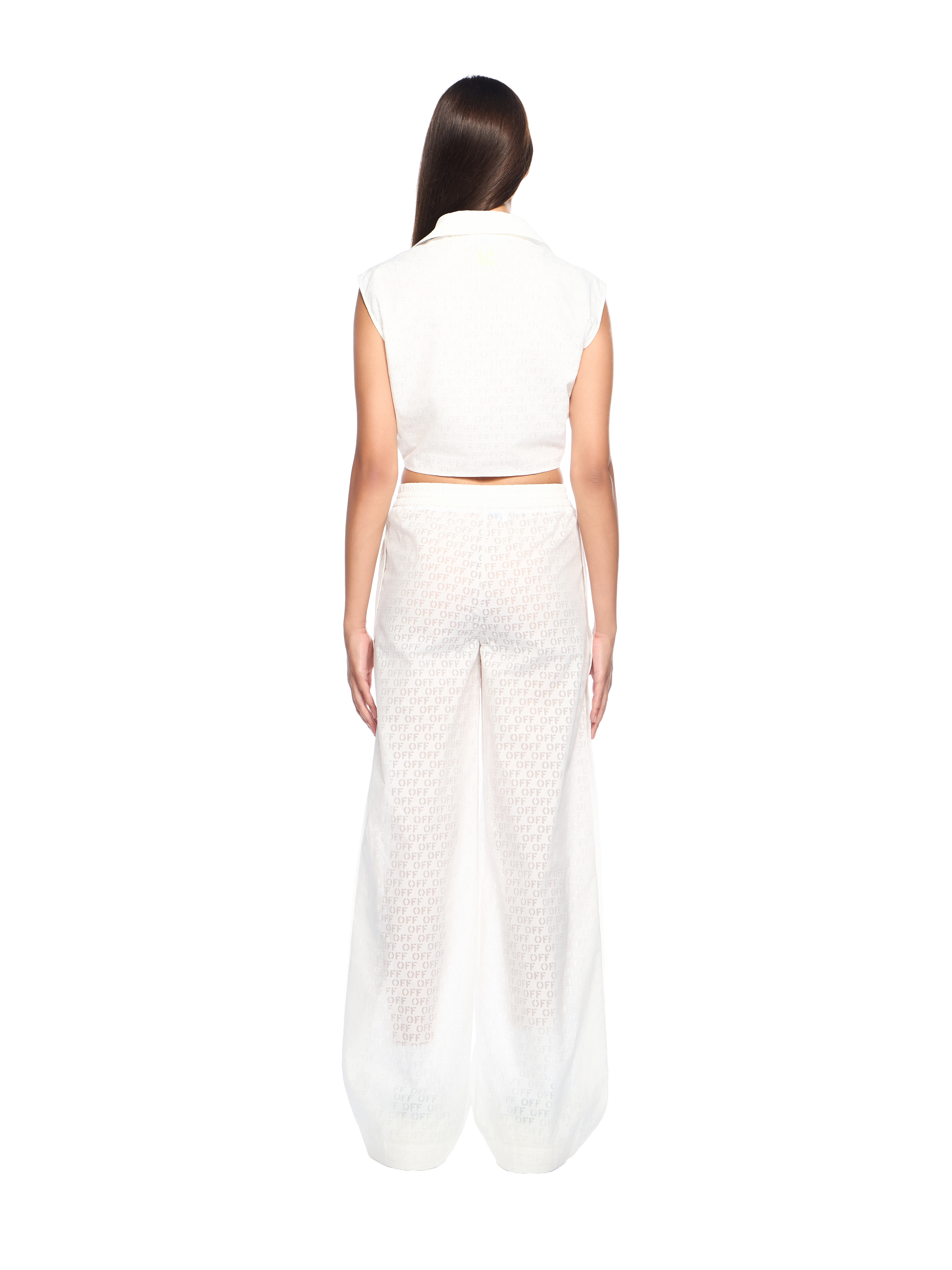 Off-white Off Stamp Wide-leg Pants In White