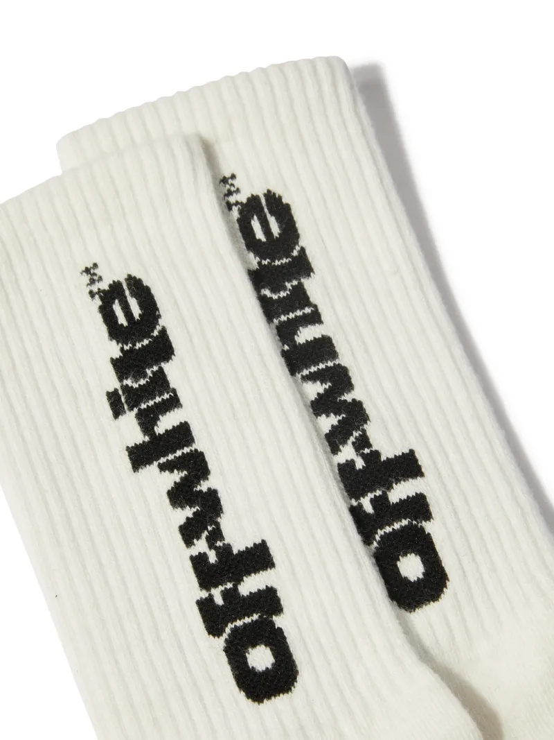 Off-white Type Logo Long Socks In White