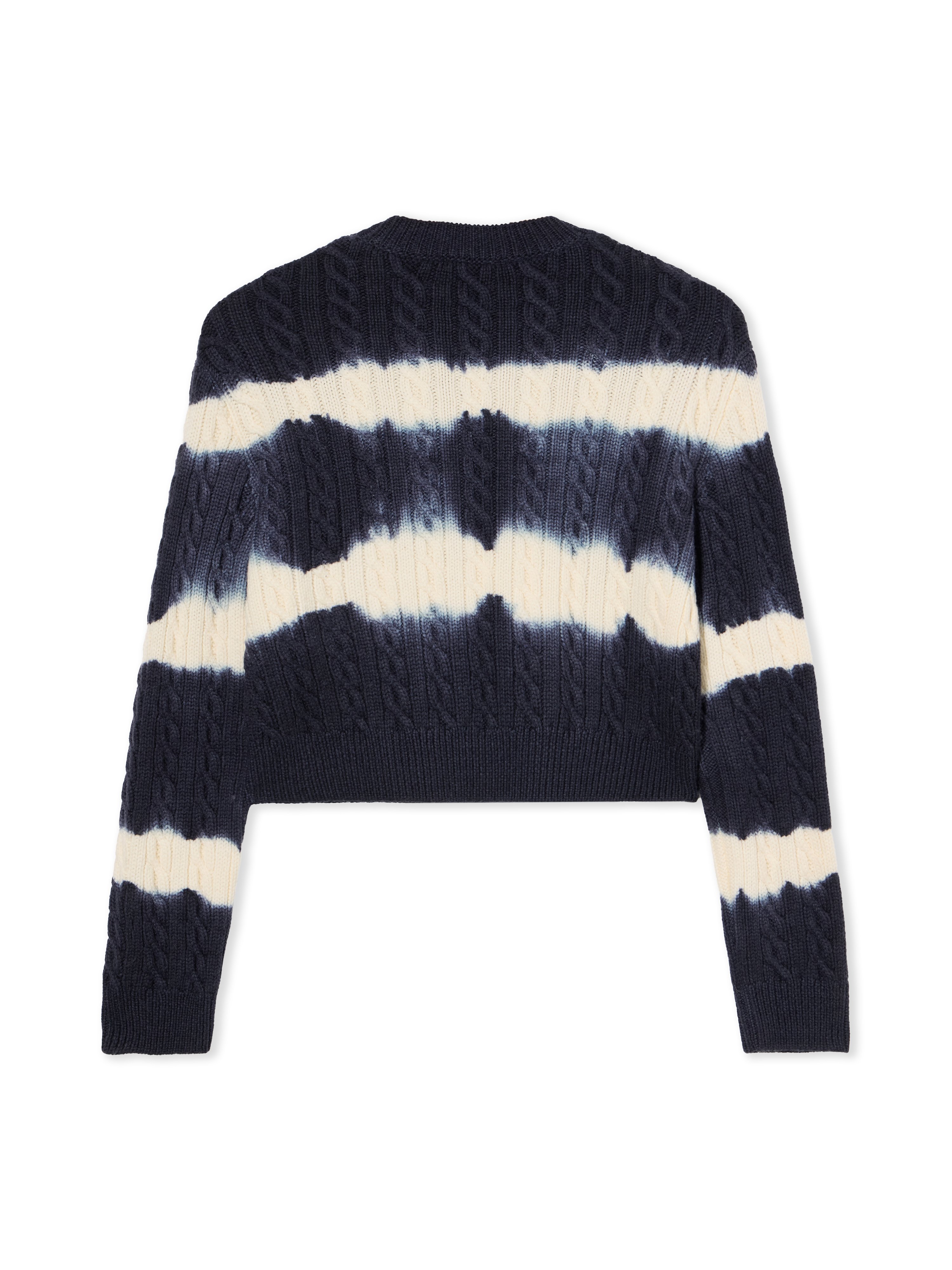 Off-white Tiedye Cable Crop Crewneck Sweater In Blue