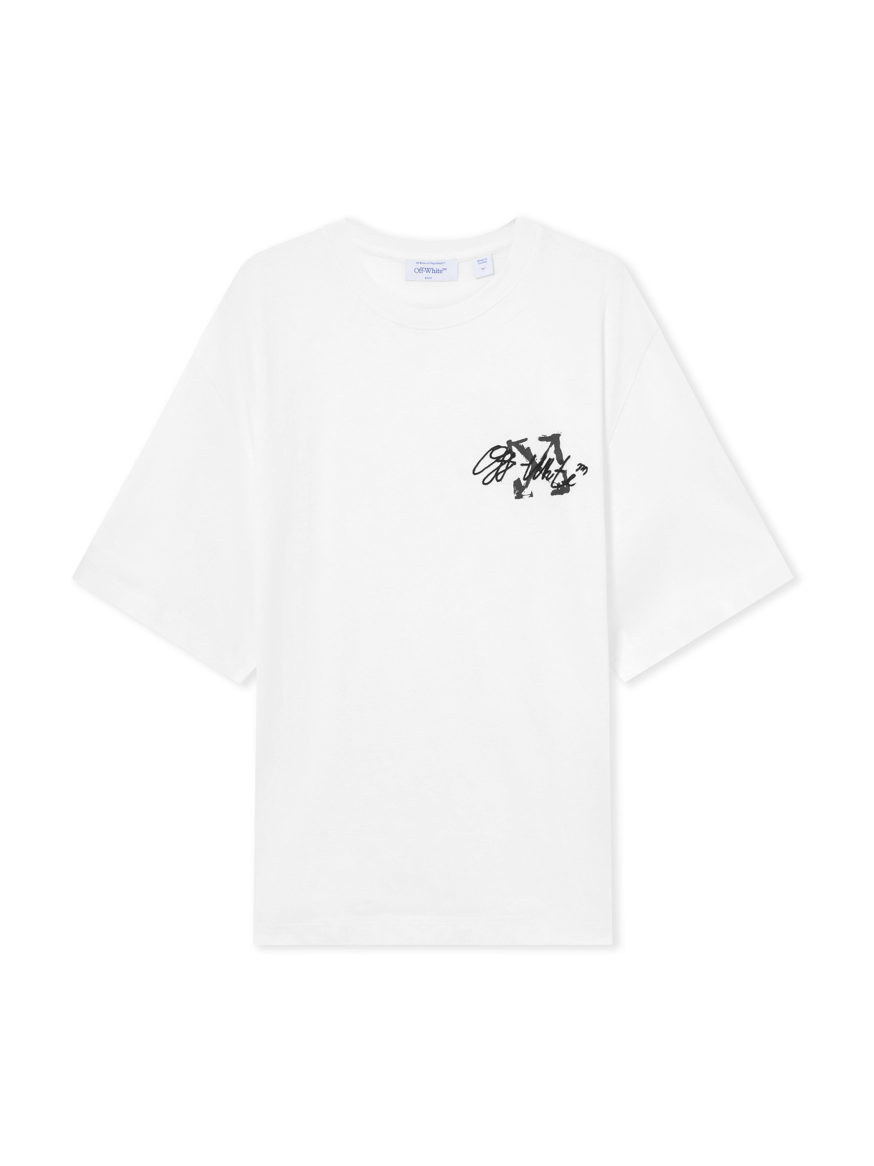 Off White Uomo Bianco Off - T-Shirt Con Logo Ricamato - Tops - L - Immagine 3