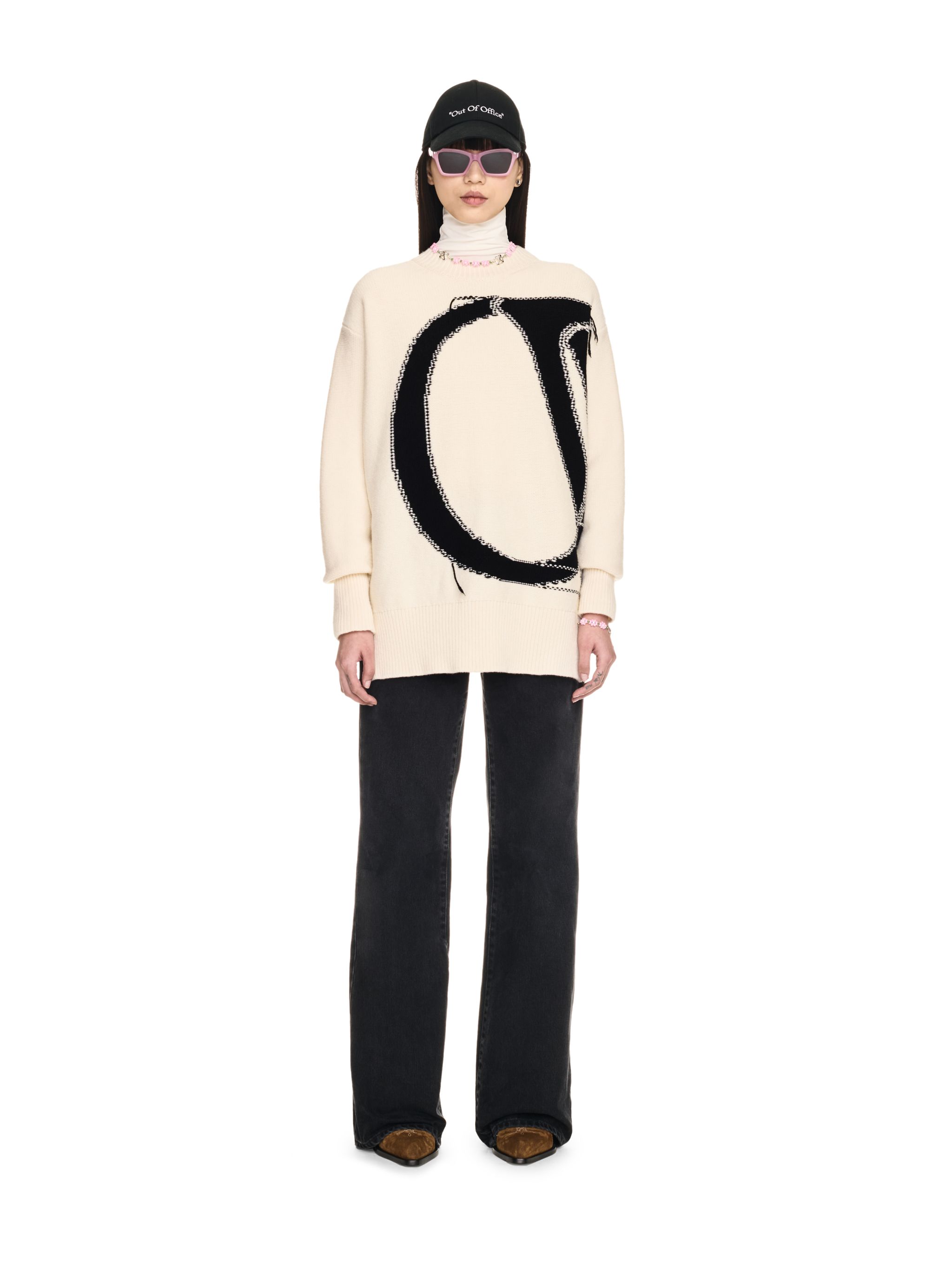  Off White White Maxi Logo Crewneck - Female  White Xs 