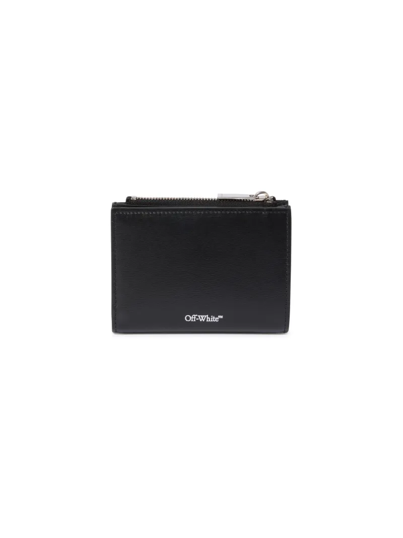 Off-white Black Jitney Quote Zipped Bifold In Black
