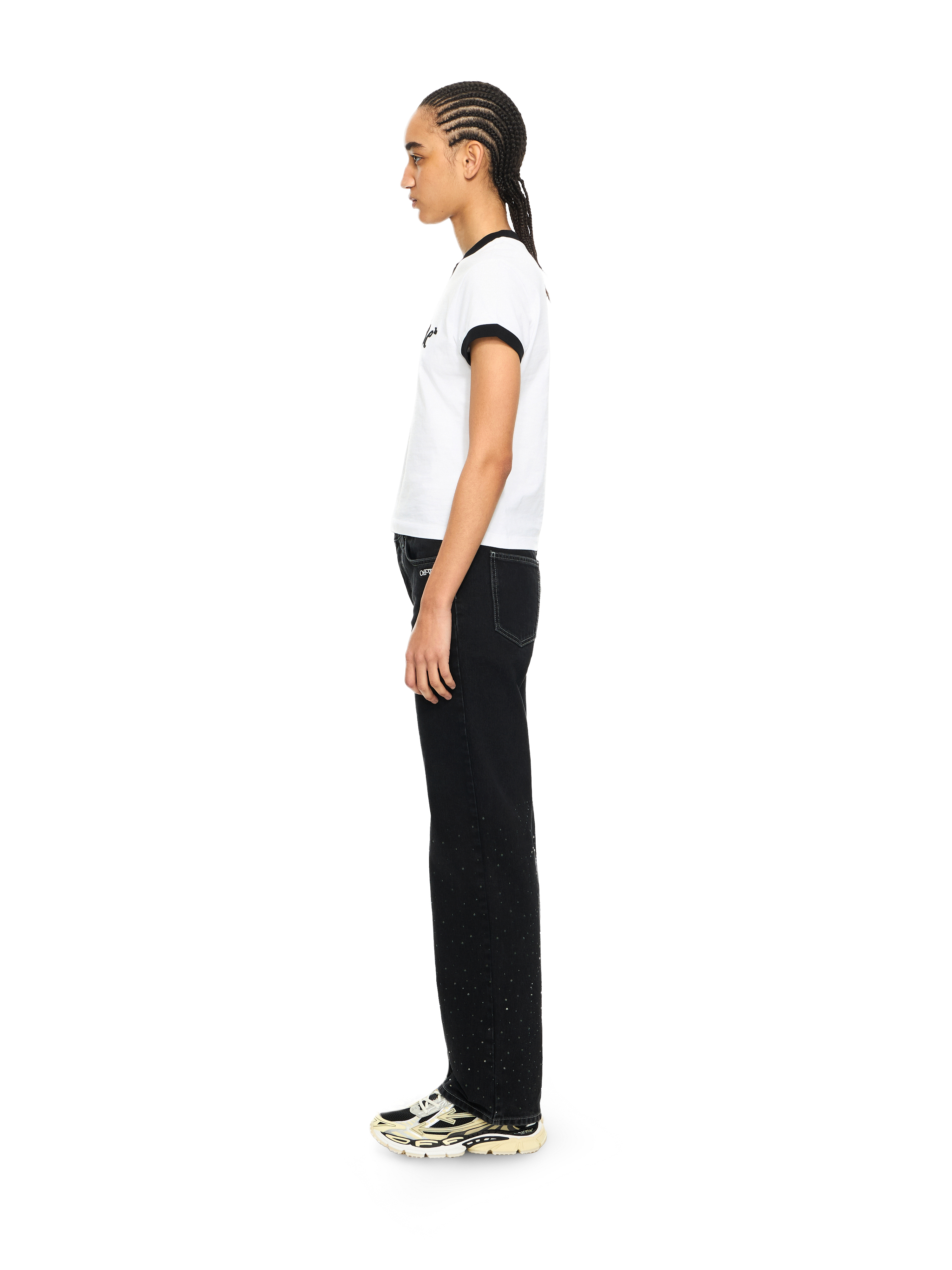  Off White Embroidered Script Fitted T-shirt - Female T-shirts White-black L 