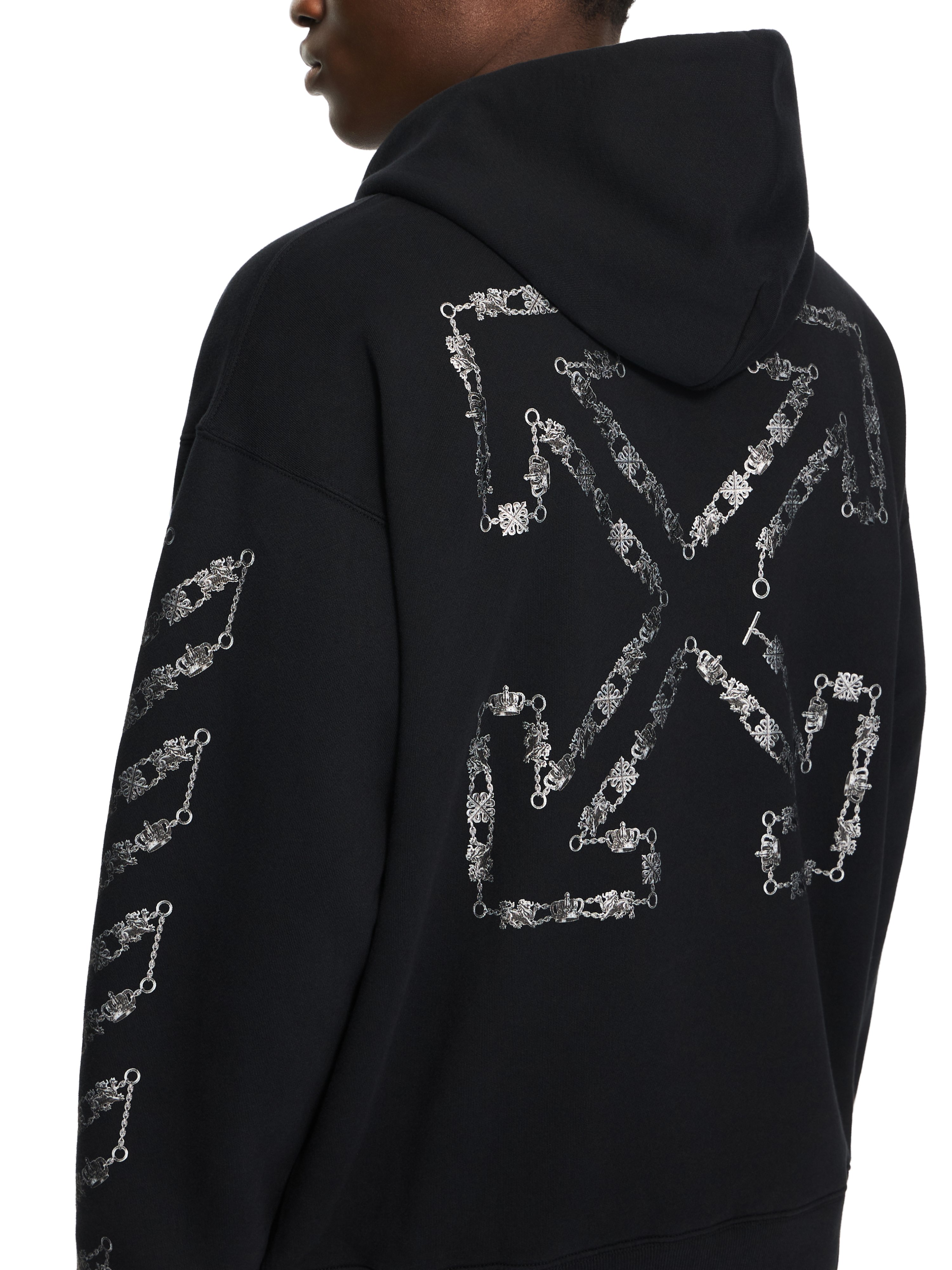  Off White Chain Arrow Diagonal Skate Hoodie - Male Pullover Black Xs 