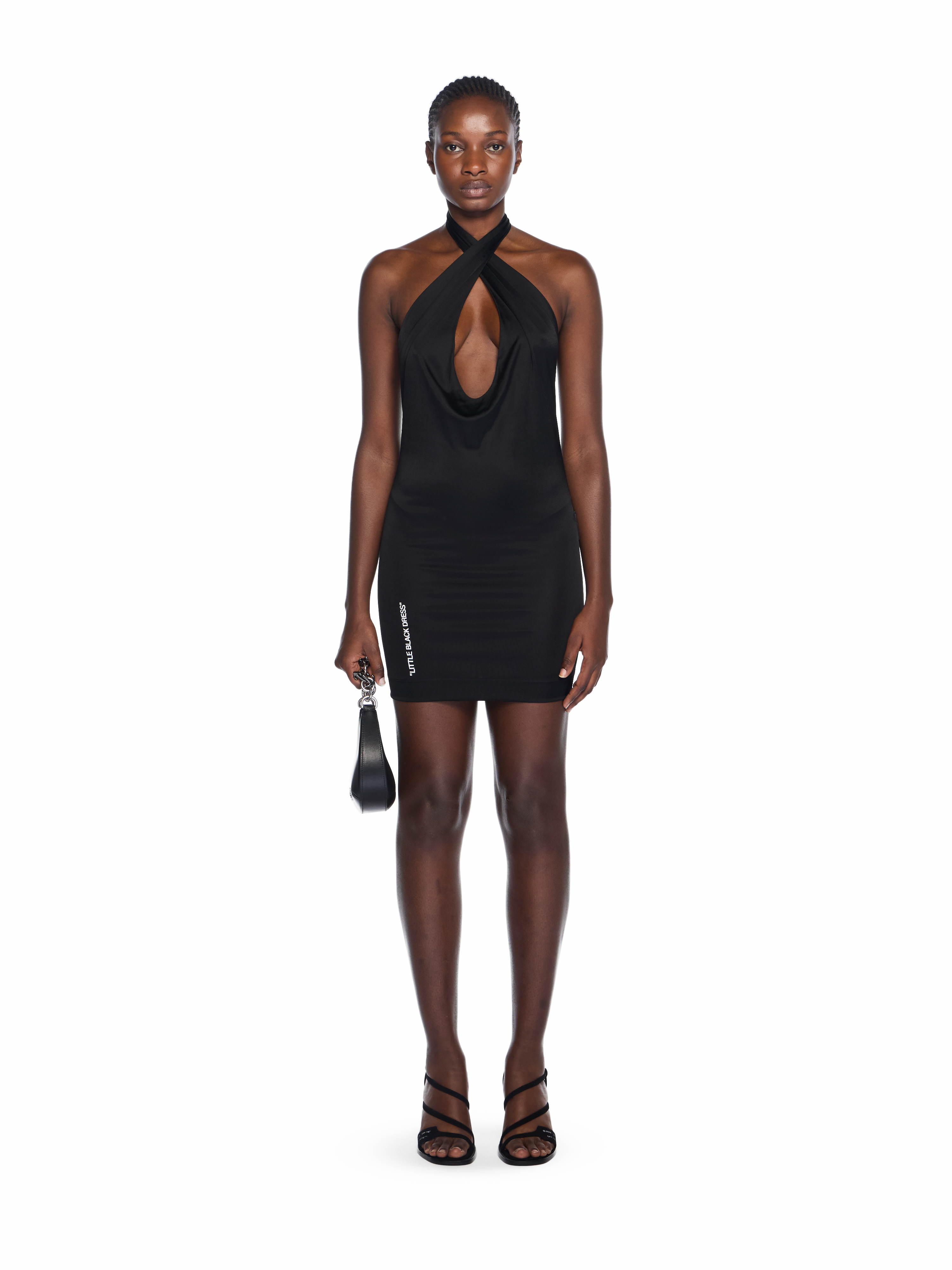  Off White Fluid Jer Dress - Female  Black - White 40 