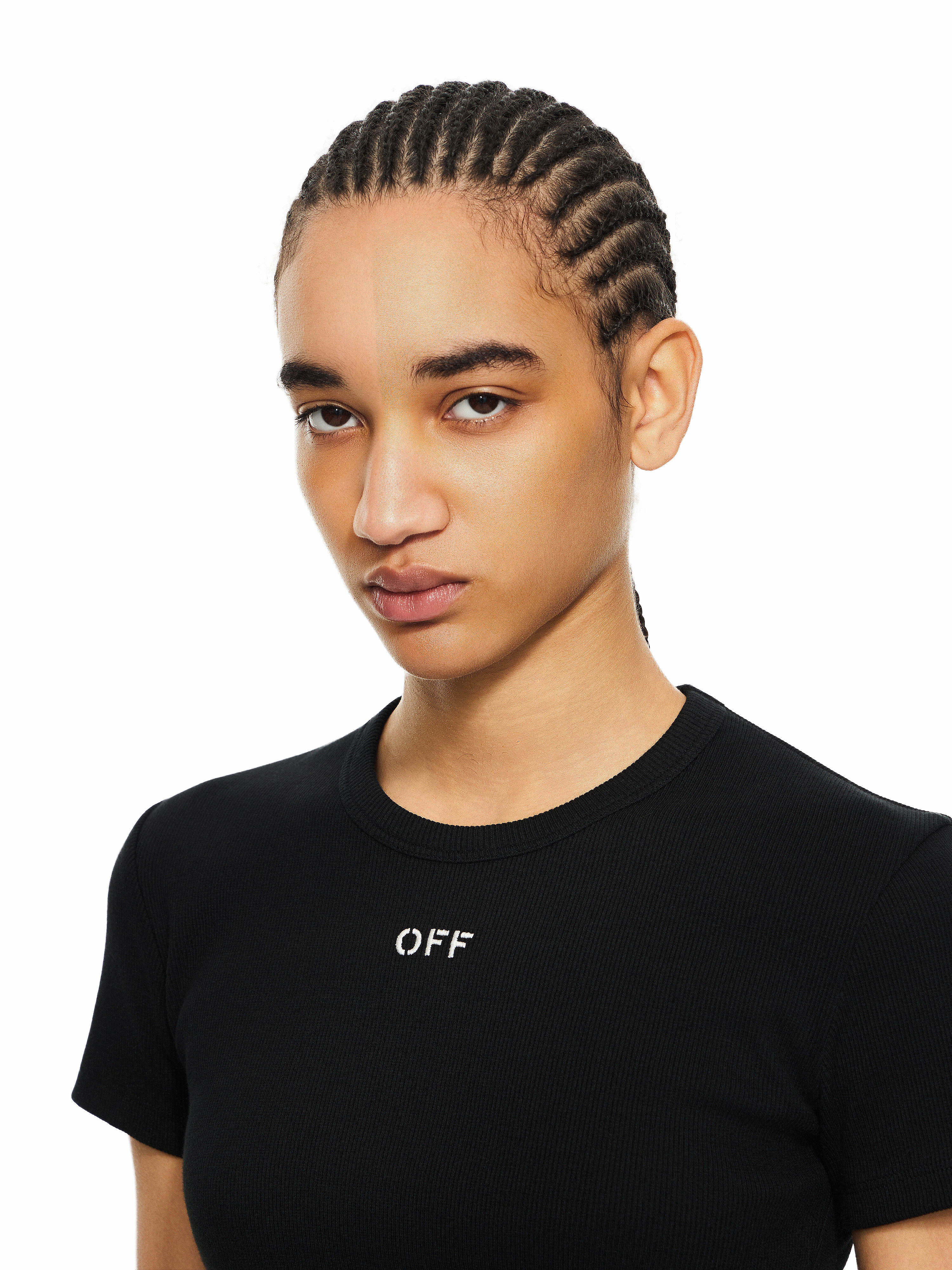 Off-white Off White Off Stamp Rib Basic Tee Black White In Multi
