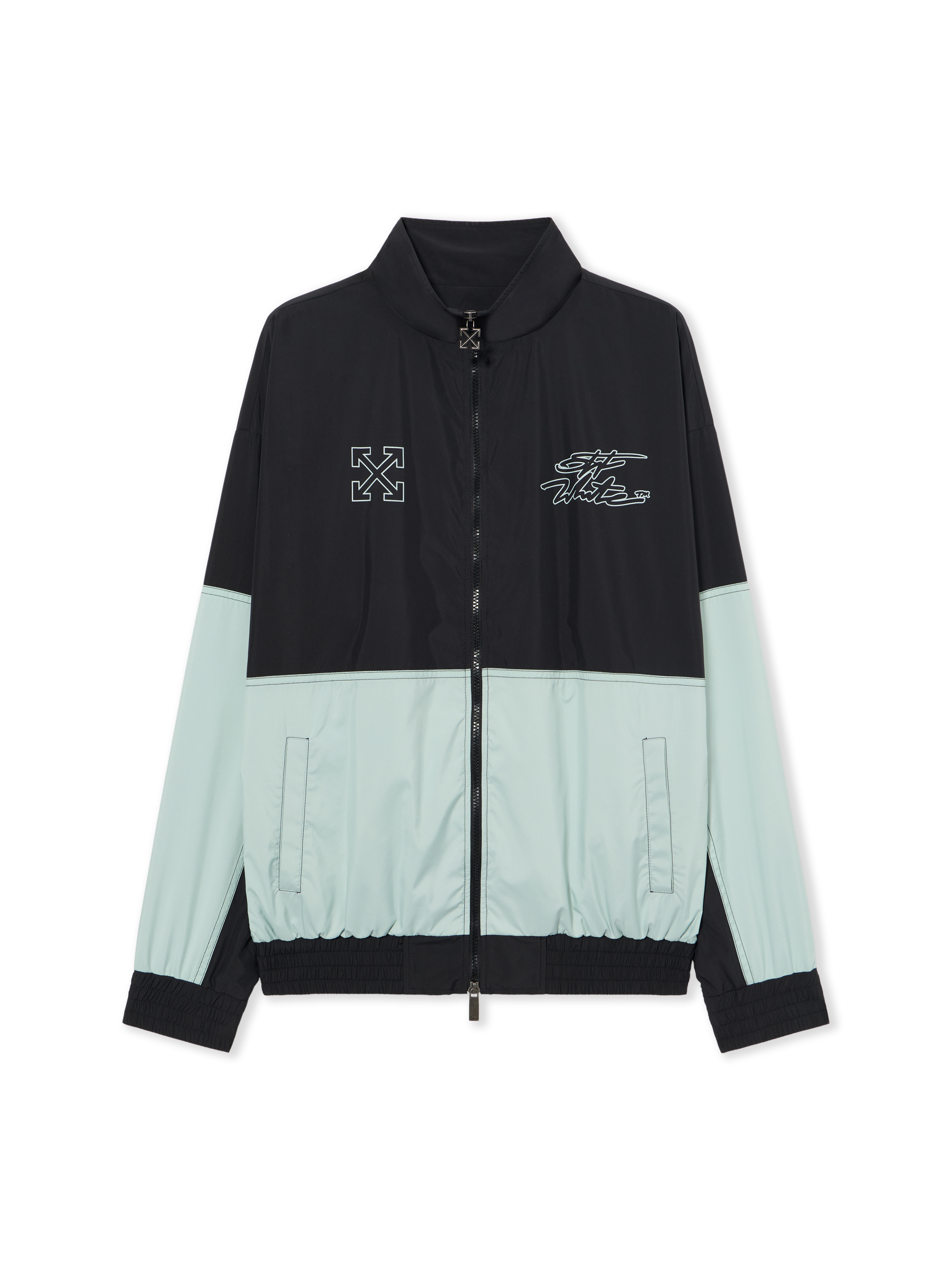 Off White Uomo Nero Track Top In Nylon Relaxed Con Logo Marker - Felpe Xs