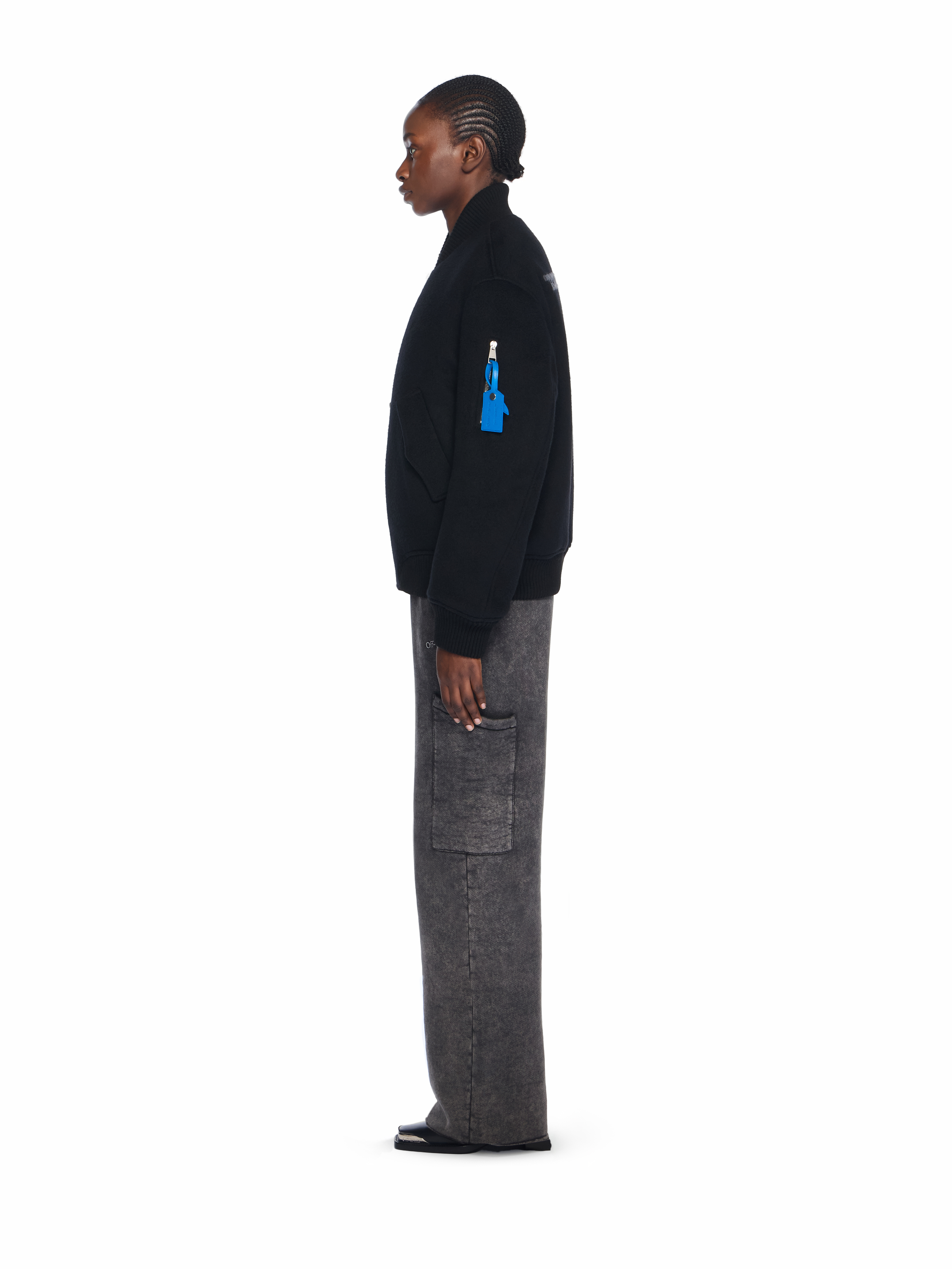  Off White Quote Bomber Jacket - Female  Black - Dark Grey S 