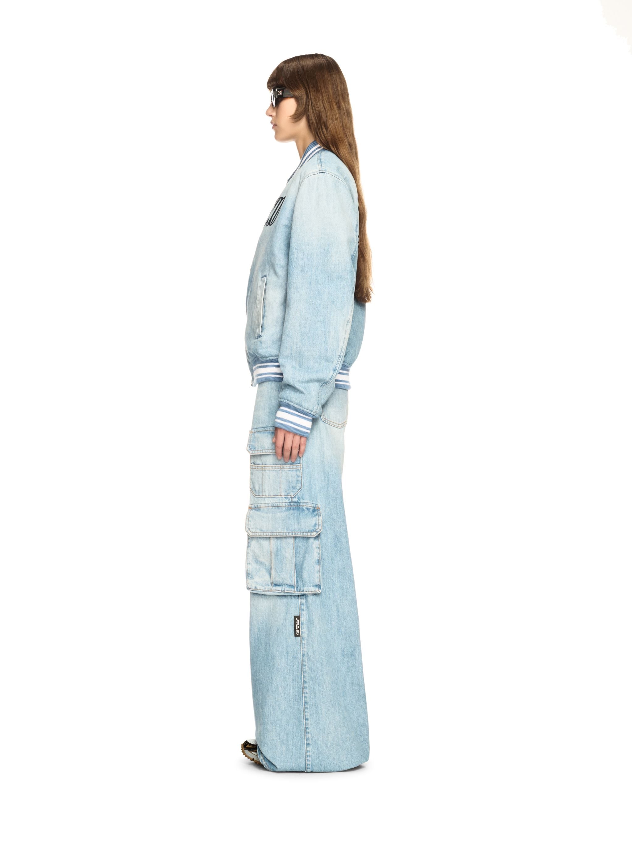  Off White Denim Wide Cargo Pants - Female Sale Check Blue 26 