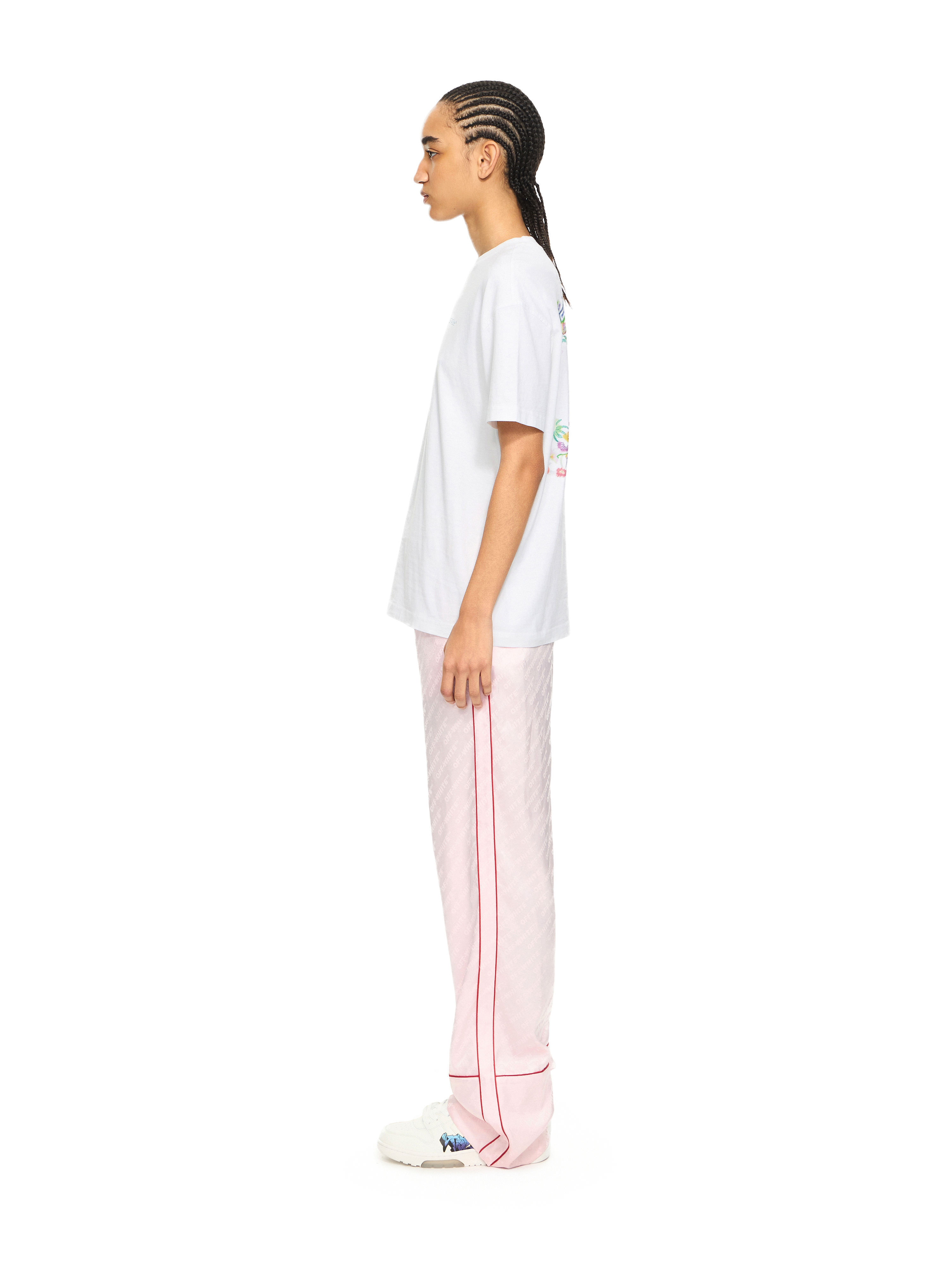 Off-white Crew Neck Cotton Floral Back T-shirt In White