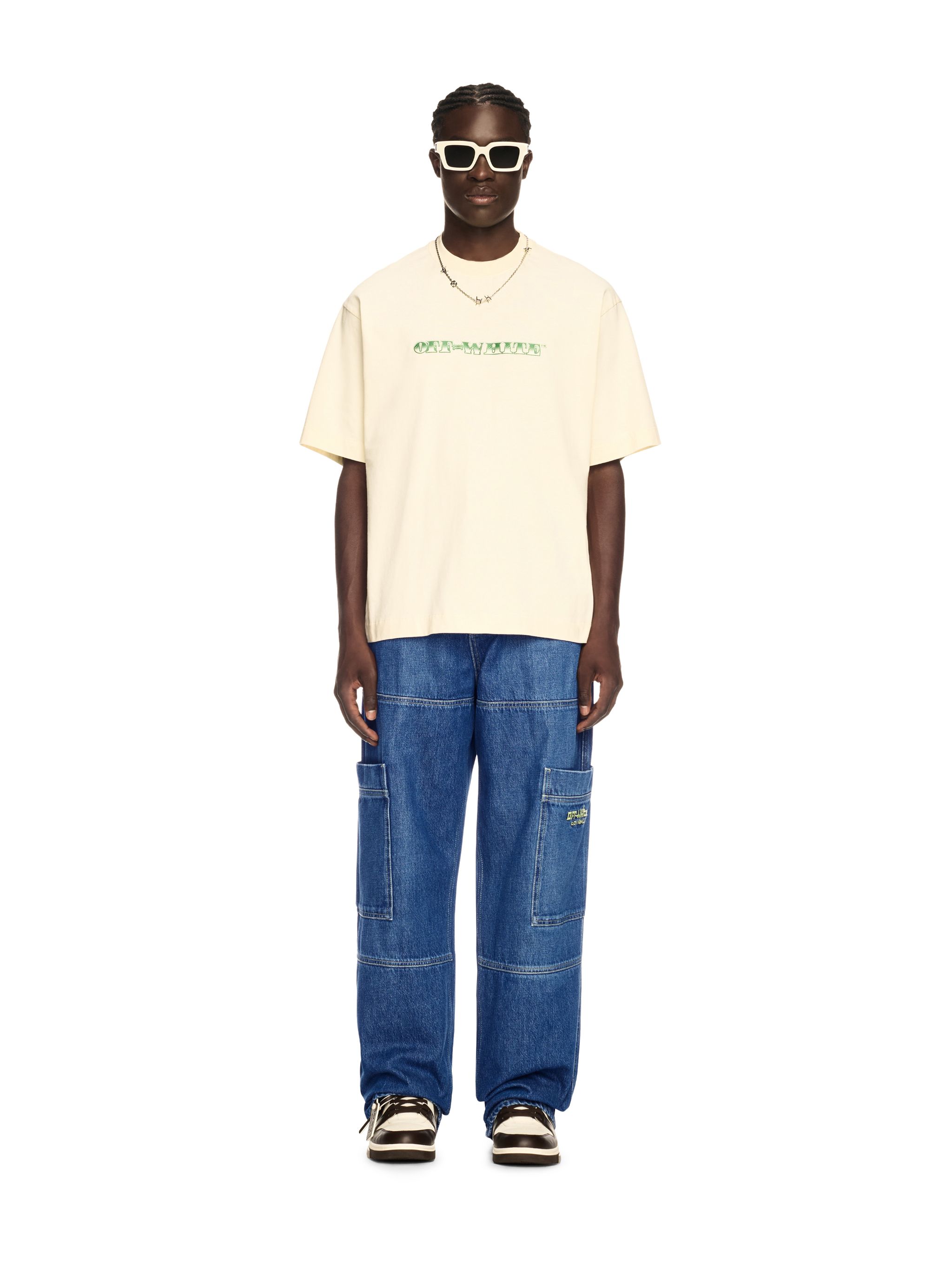  Off White Blue Irregular Cargo Jeans - Male Denim Blue 33 