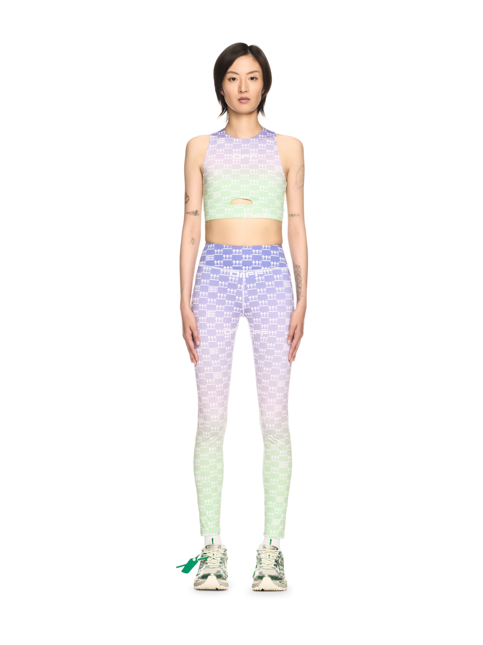 Off-white Double Arrows Aop Cutout Bra In Purple