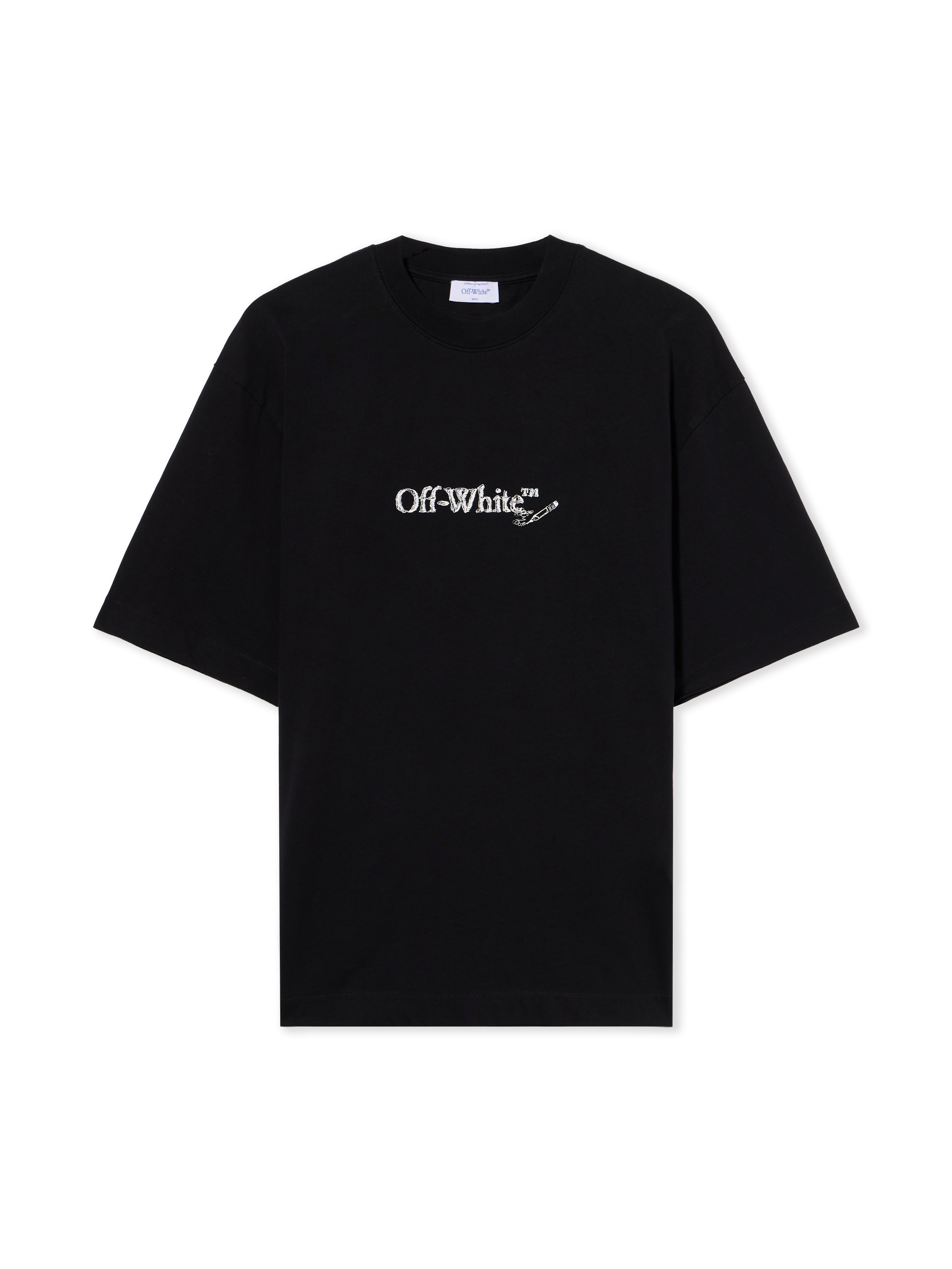 Off White Men's Black - White Scribble Arrow Skate Logo T-Shirt - Sale Check Xl