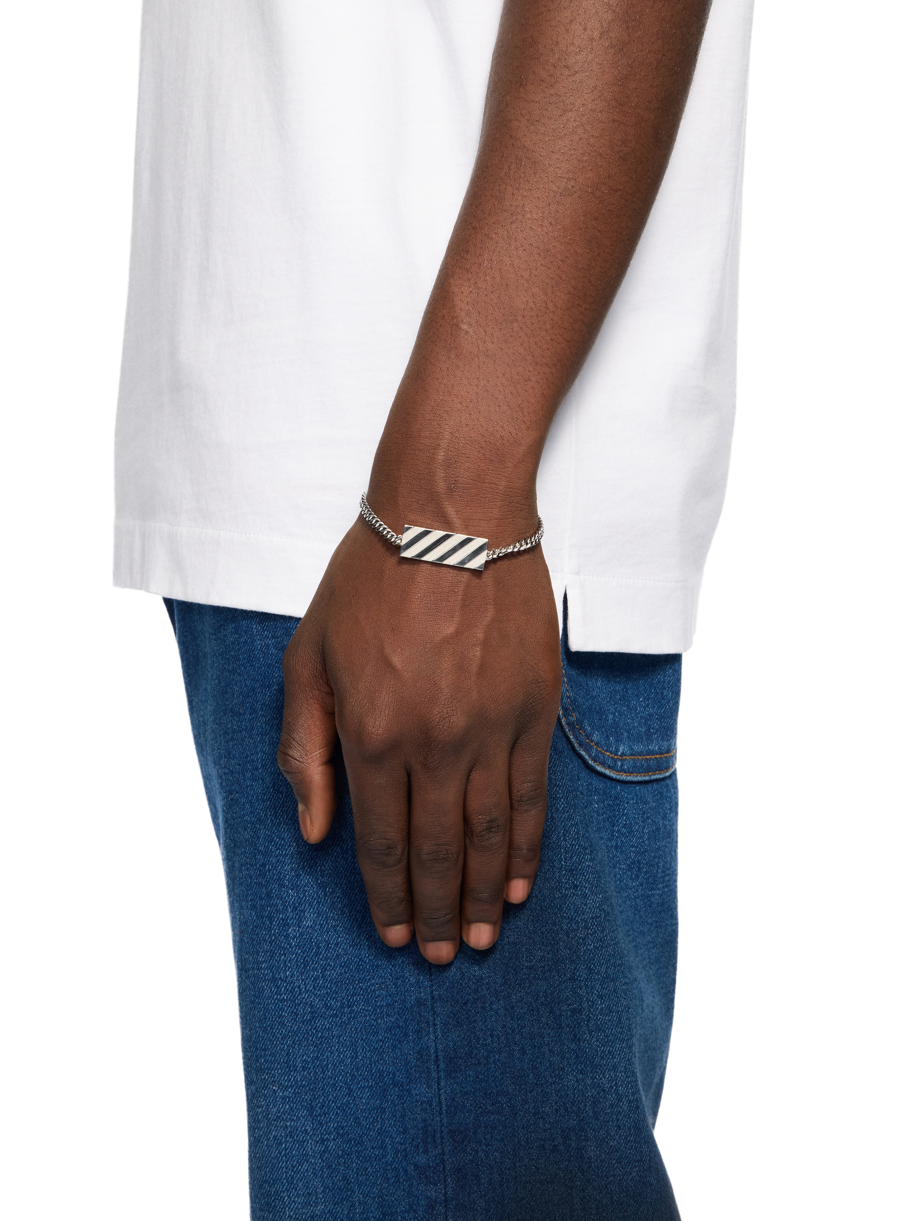  Off White Diagonal Metal Bracelet - Male Schmuck Silver - Silver O/s 
