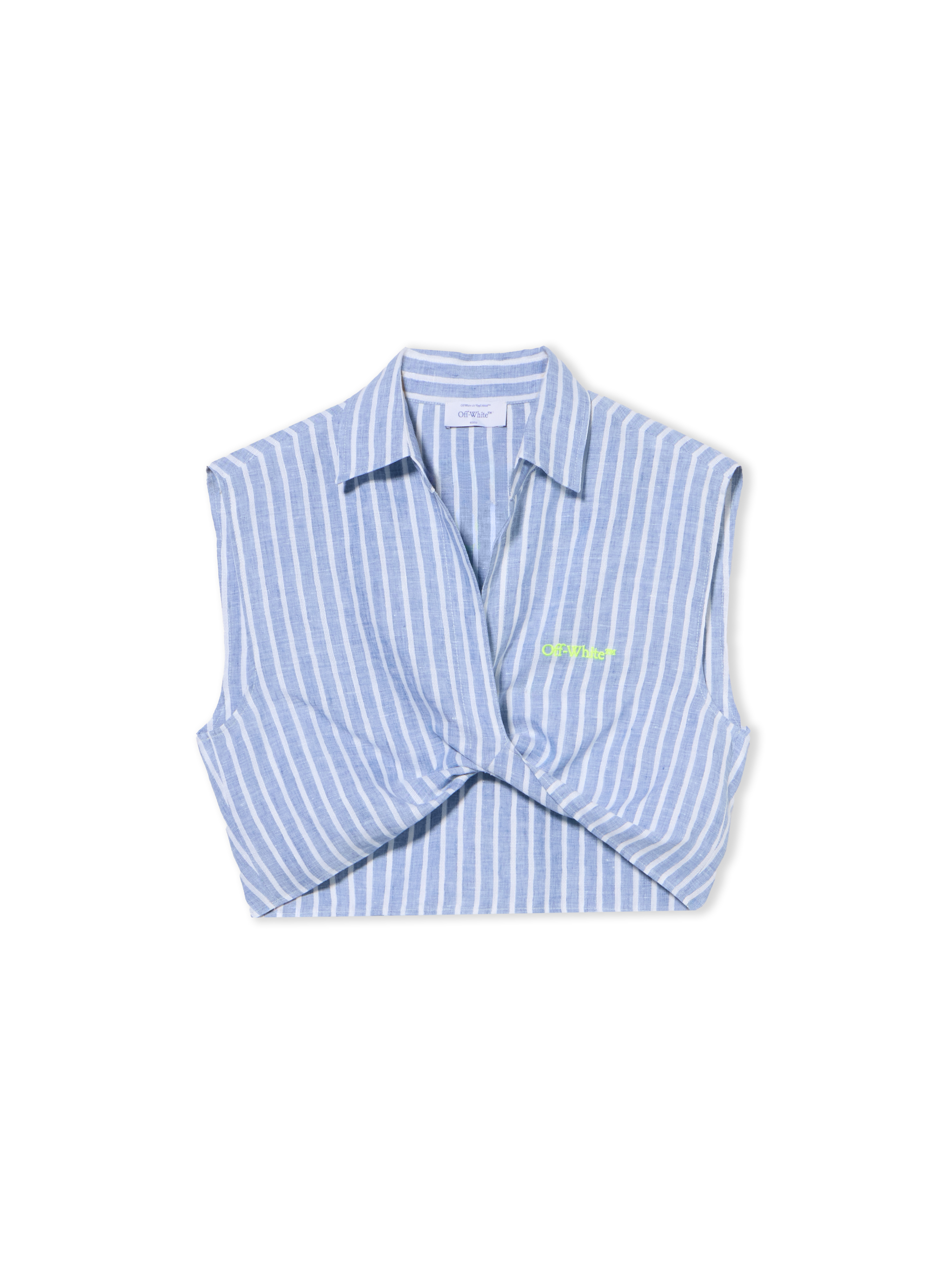 Off White Donna Light Blue - White Striped Sleeveless Shirt - Tops 40
