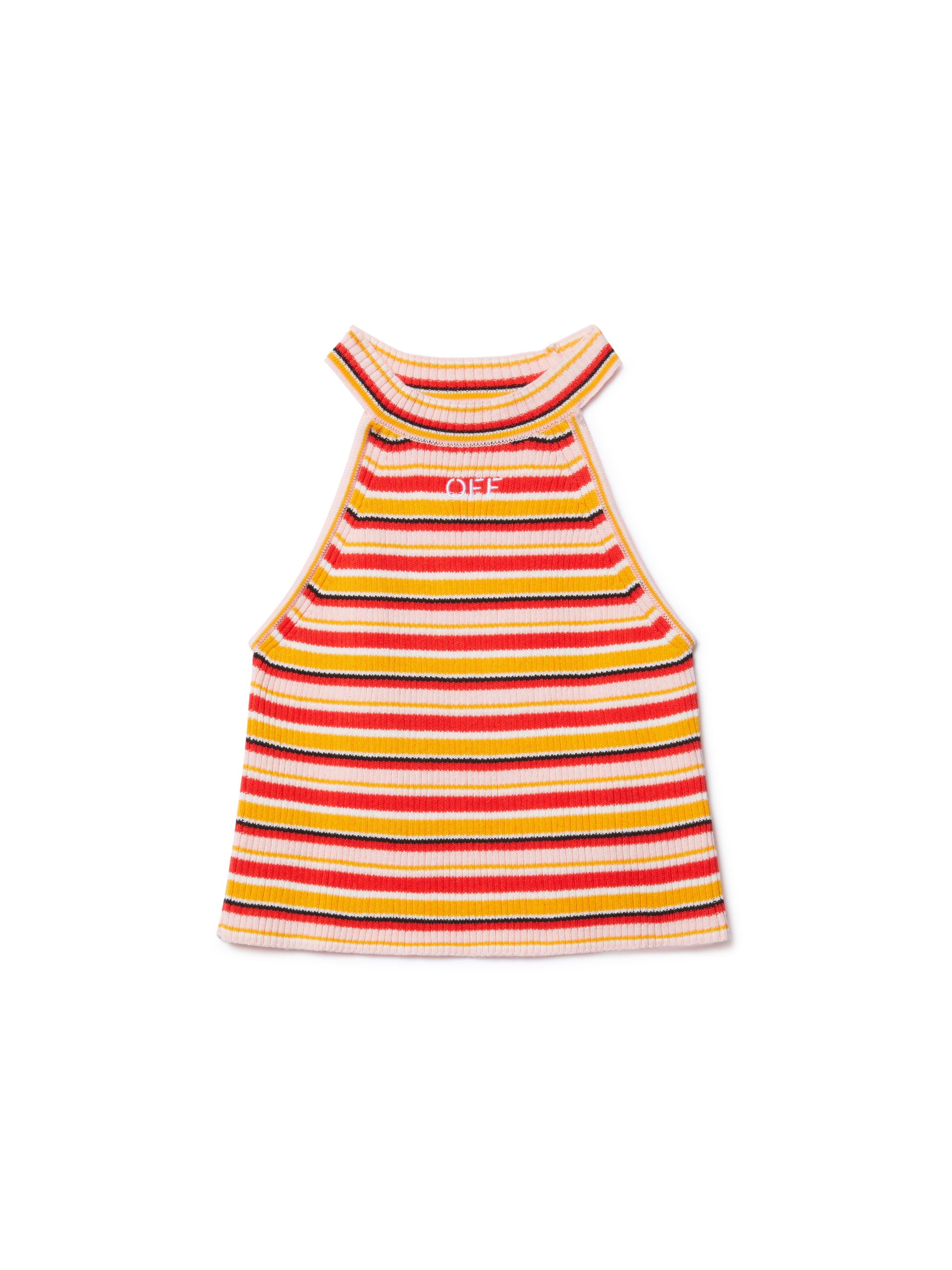 Off-white Stamp Ribbed Knit Top In Orange