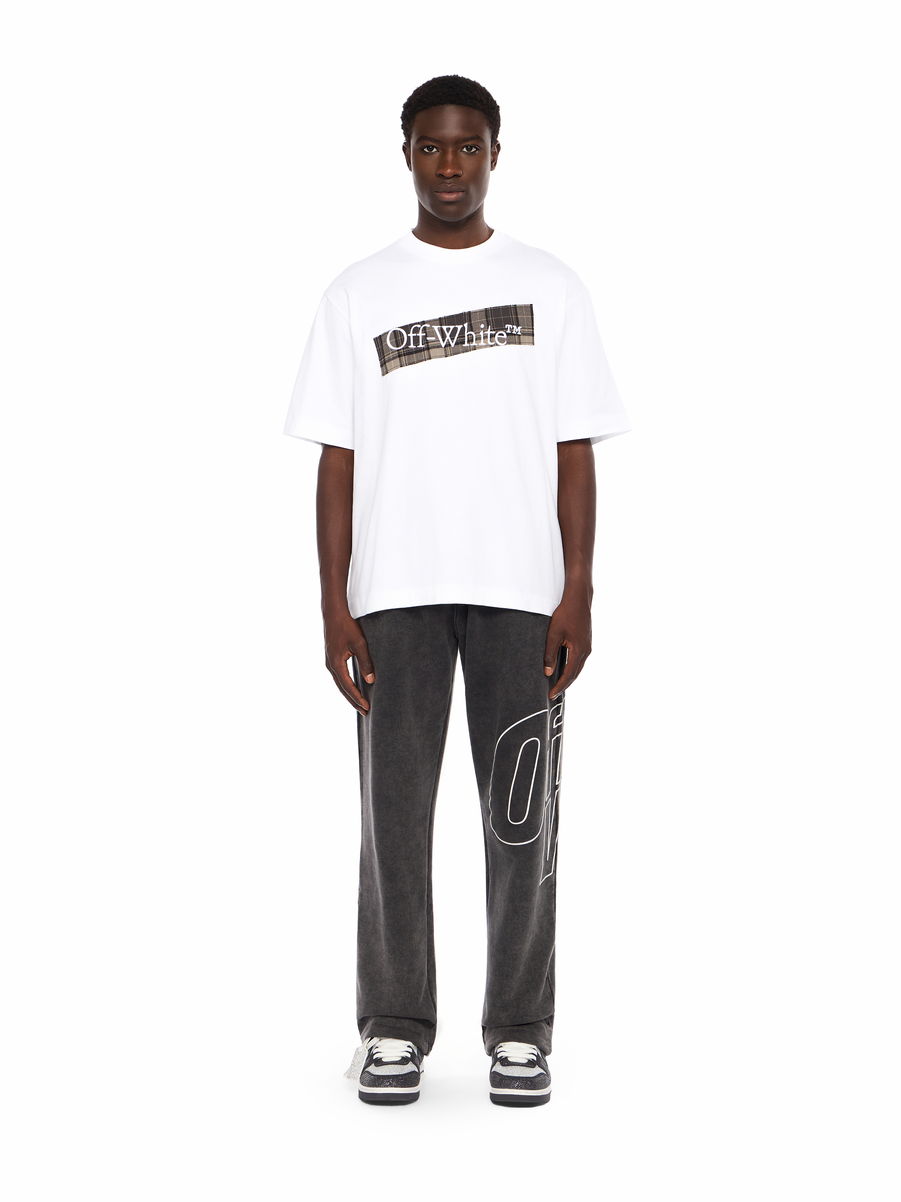  Off White Flannel Diagonal Skate Logo Tee - Male  White - Black Xl 