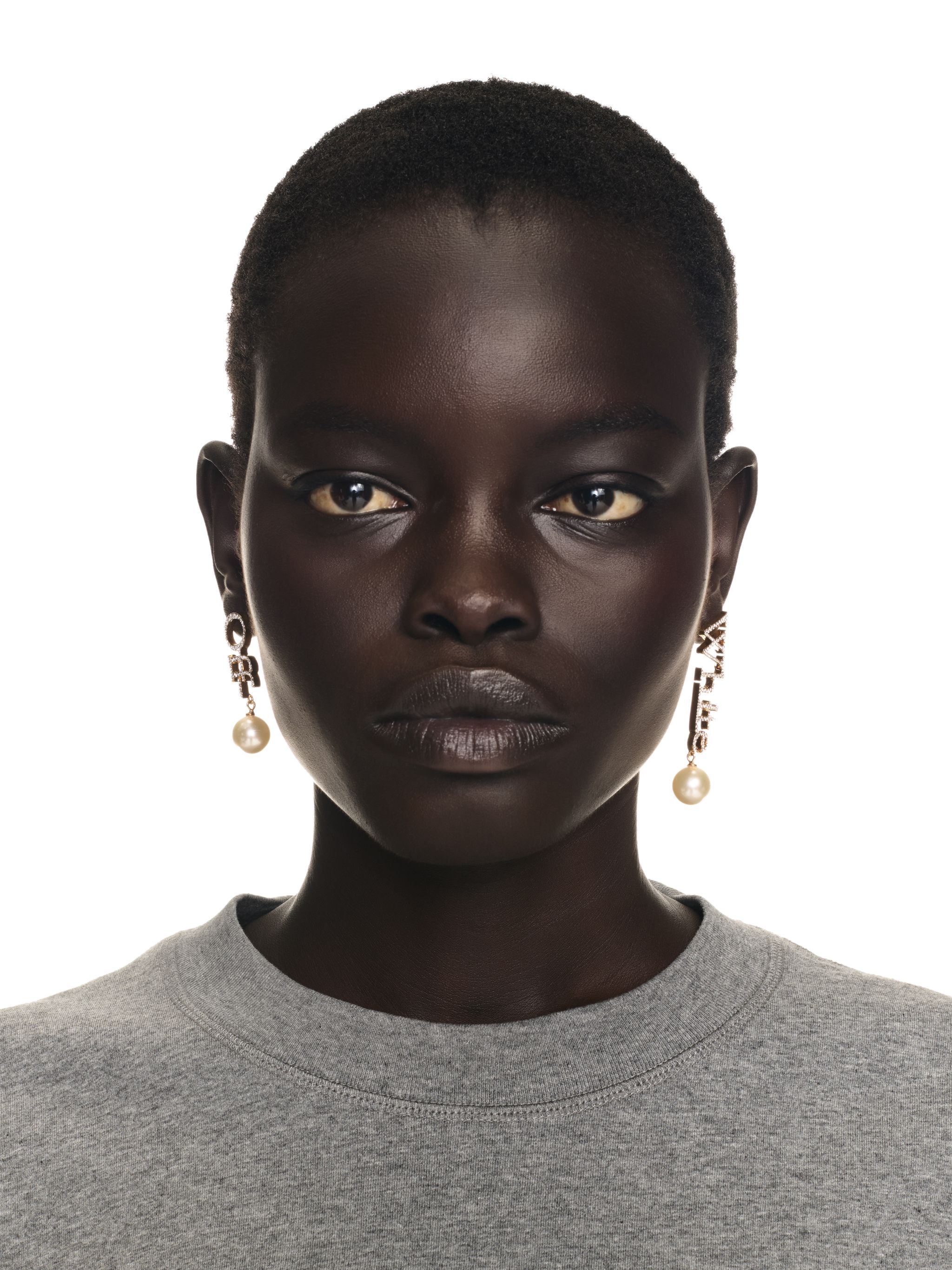 Off-white Strass + Pearl Logo Earrings In Gold