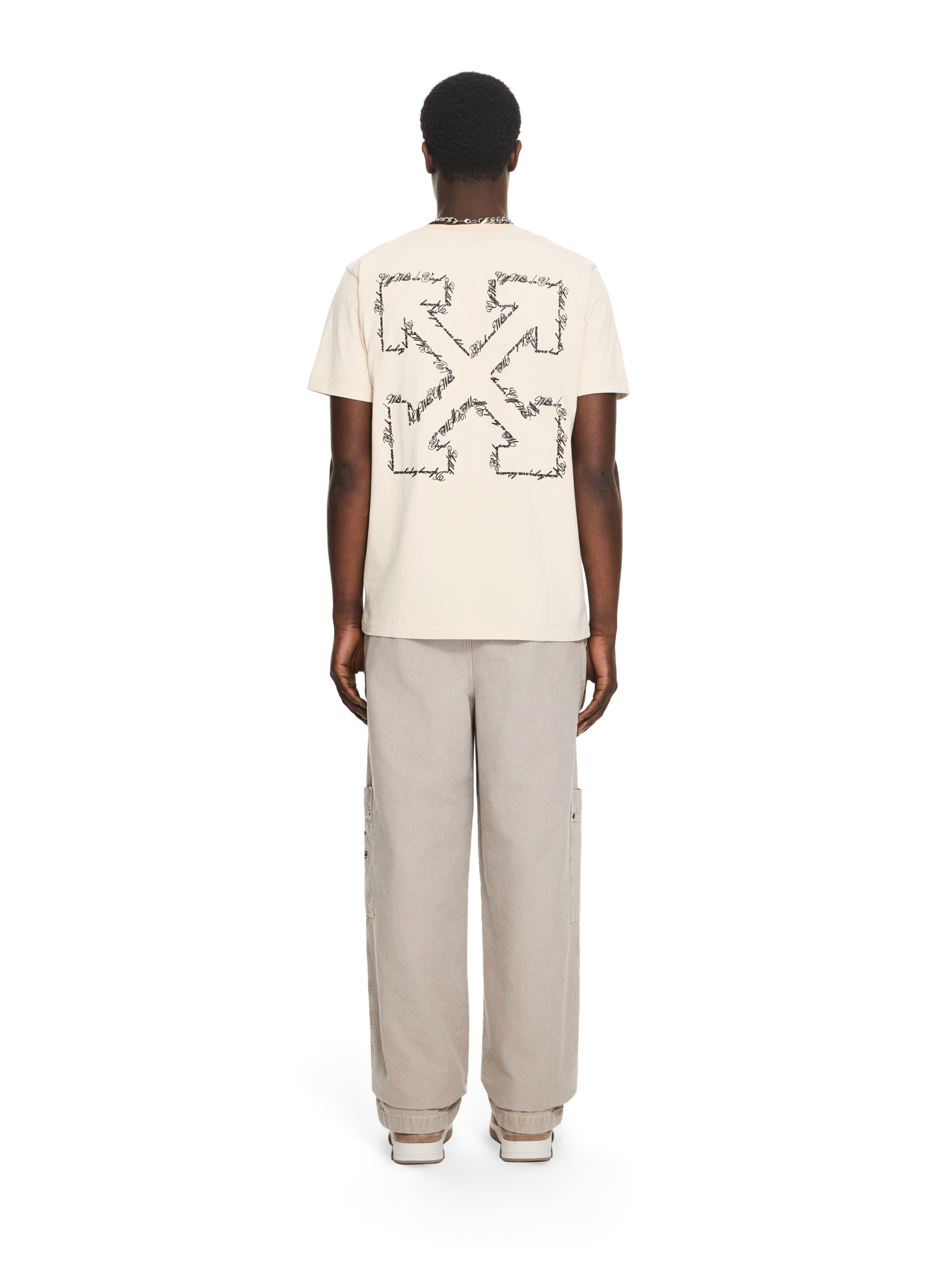 Off-white `script Arrow` Short Sleeve Slim T-shirt In Neutral