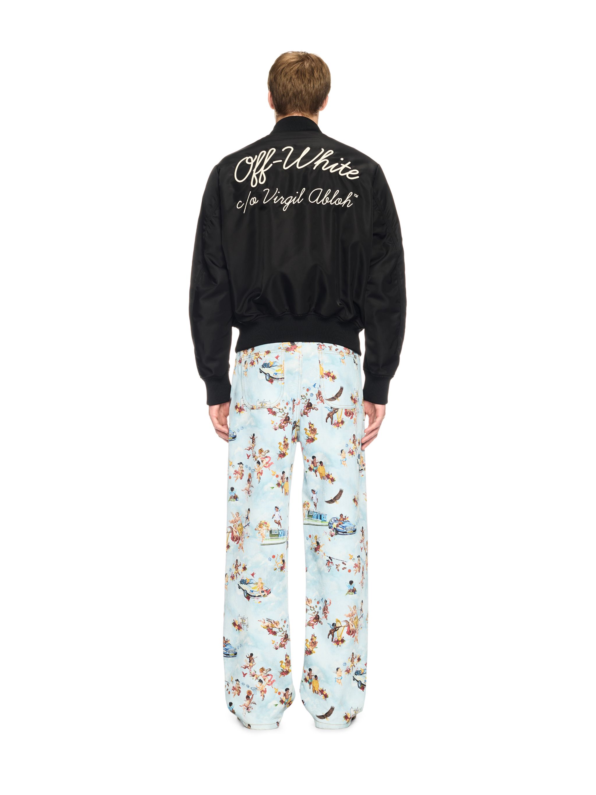 Off-white Script Varsity Jacket In Black