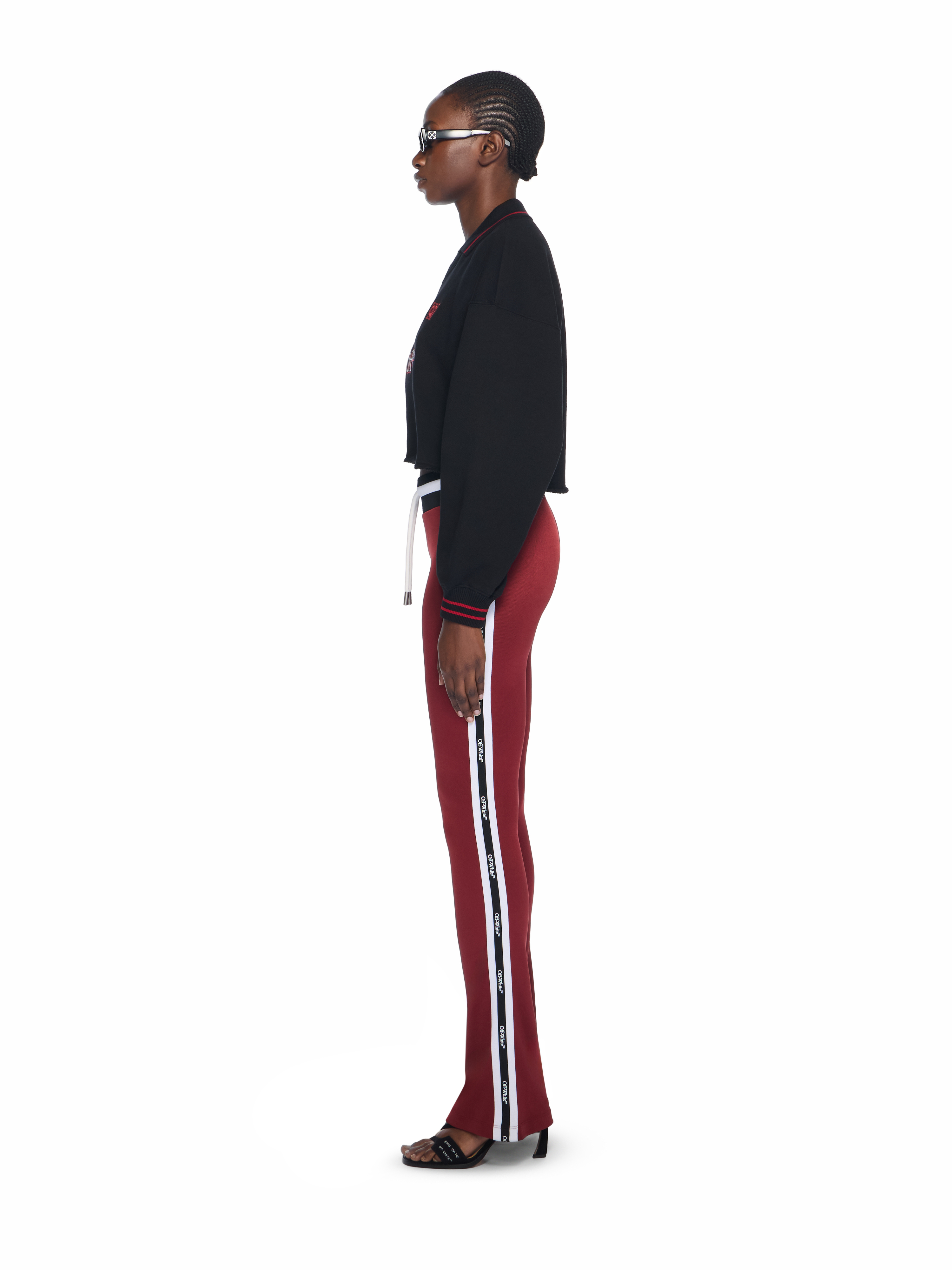 Off-white Sporty Crop Polo Sweatshirt In Black