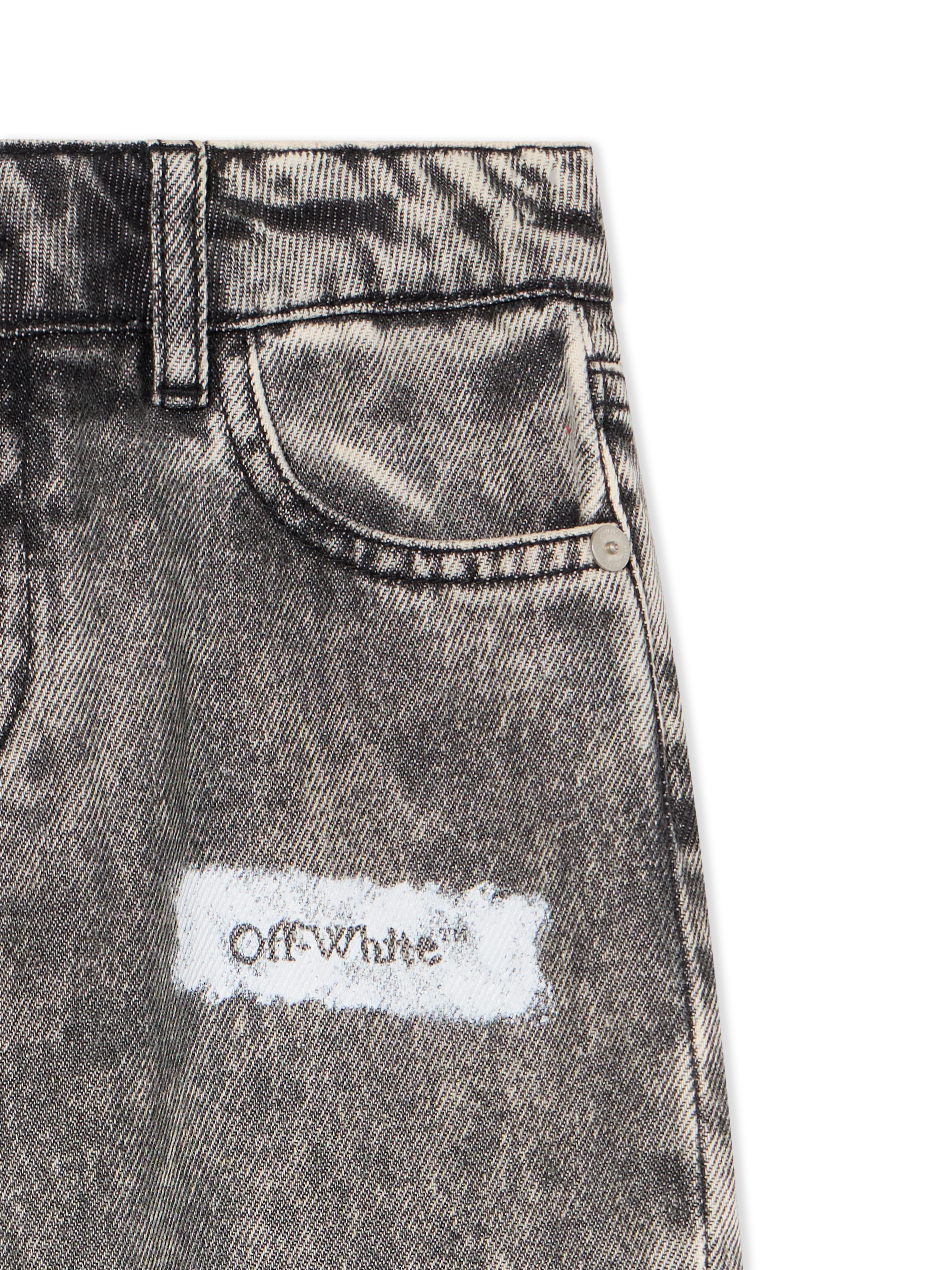 Off-white Diagonal Sponge Logo Denim Pants In Gray
