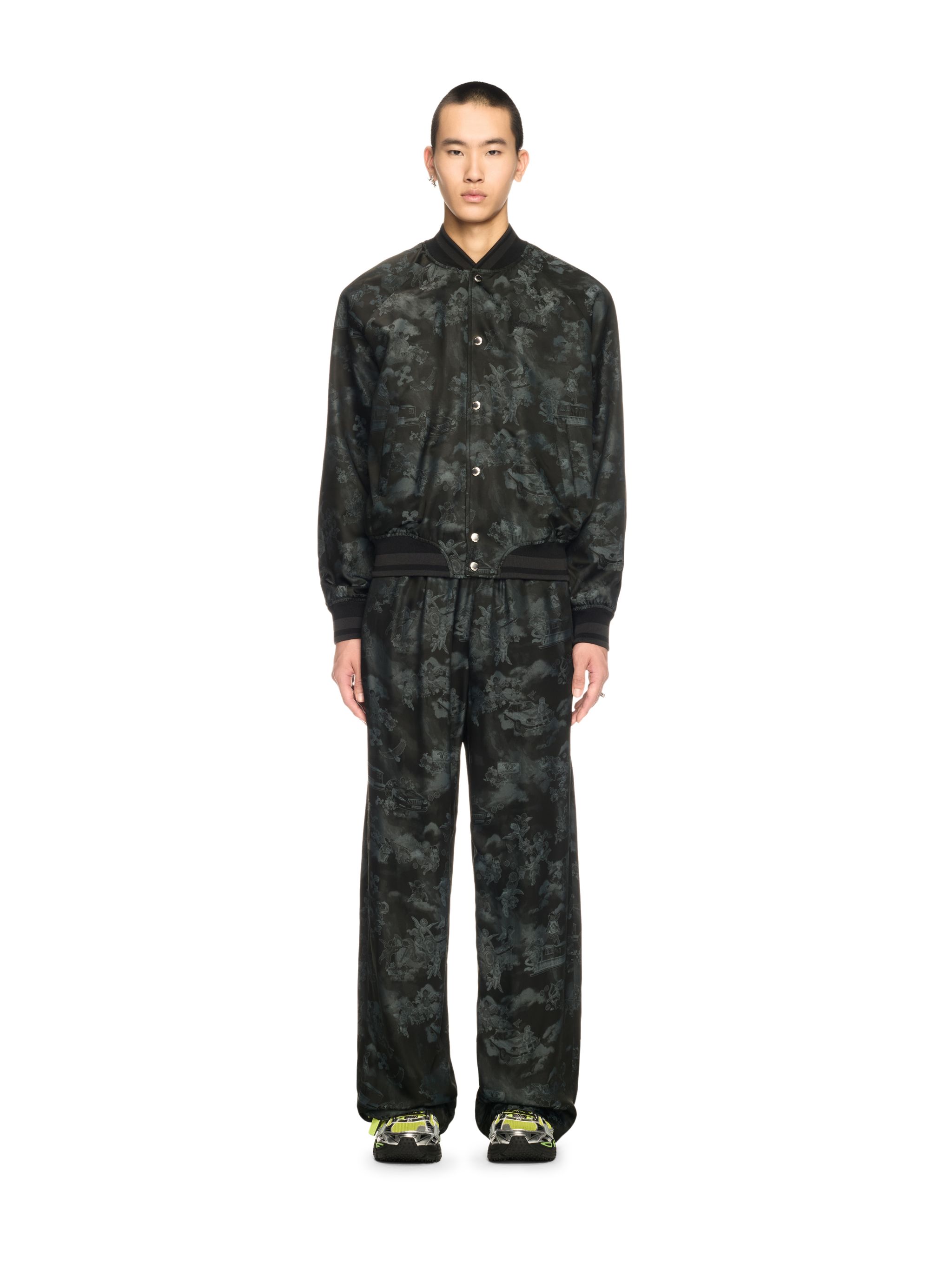 Off-white Black Fresco Souvenir Varsity Bomber Jacket In Black