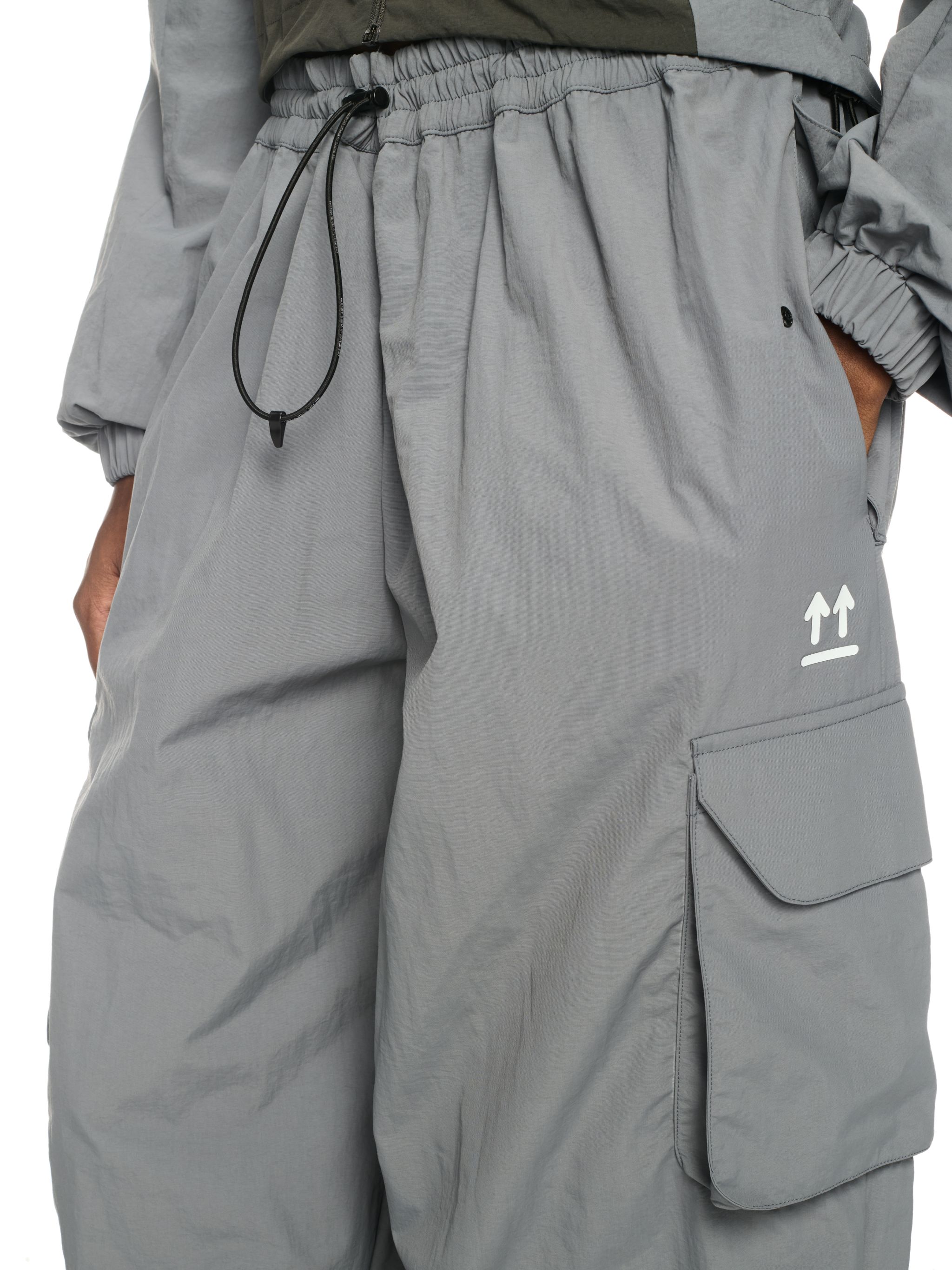 Off-white Dark Gray Off Parachute Pants In Grey