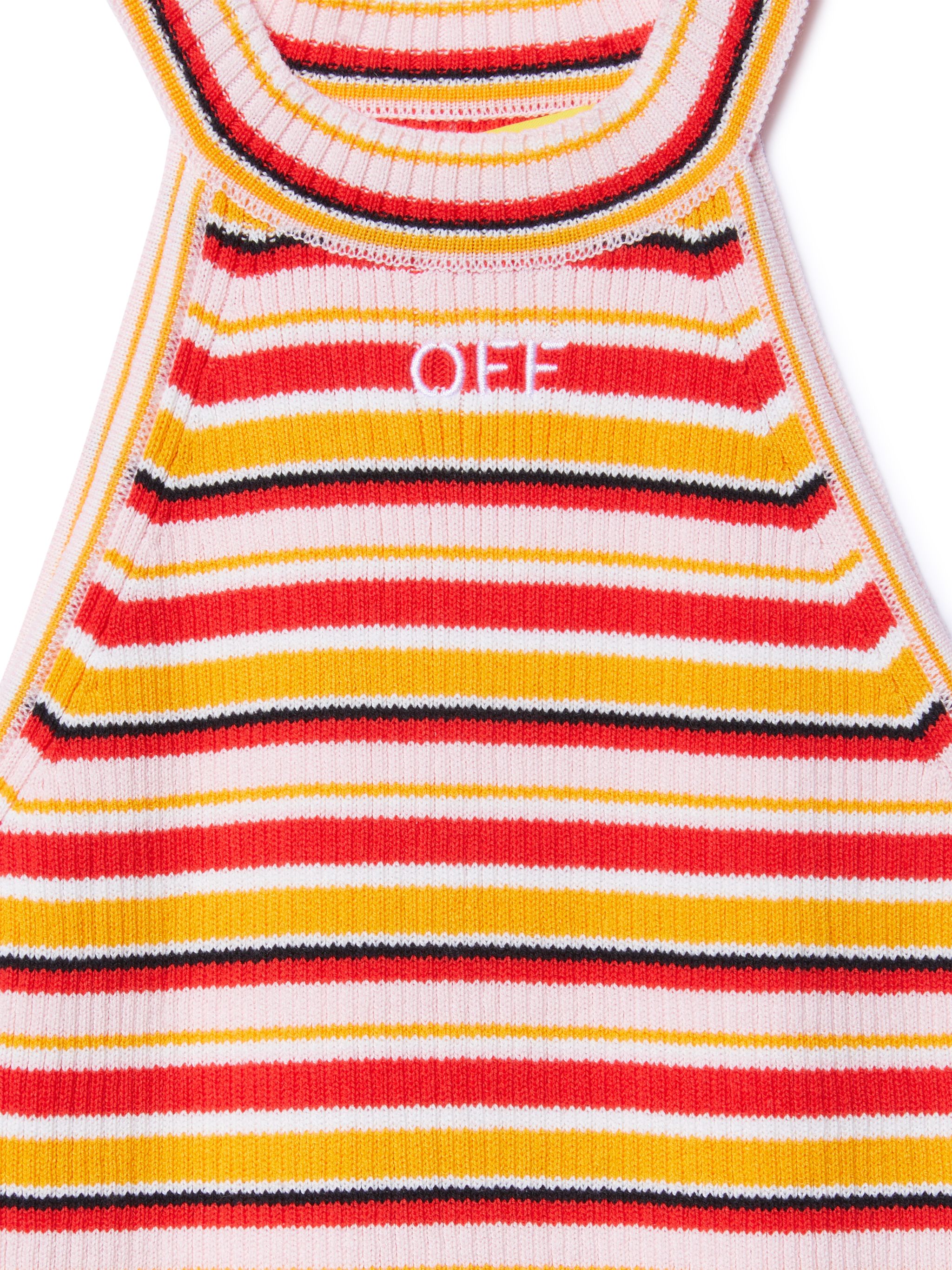 Off-white Stamp Ribbed Knit Dress In Orange