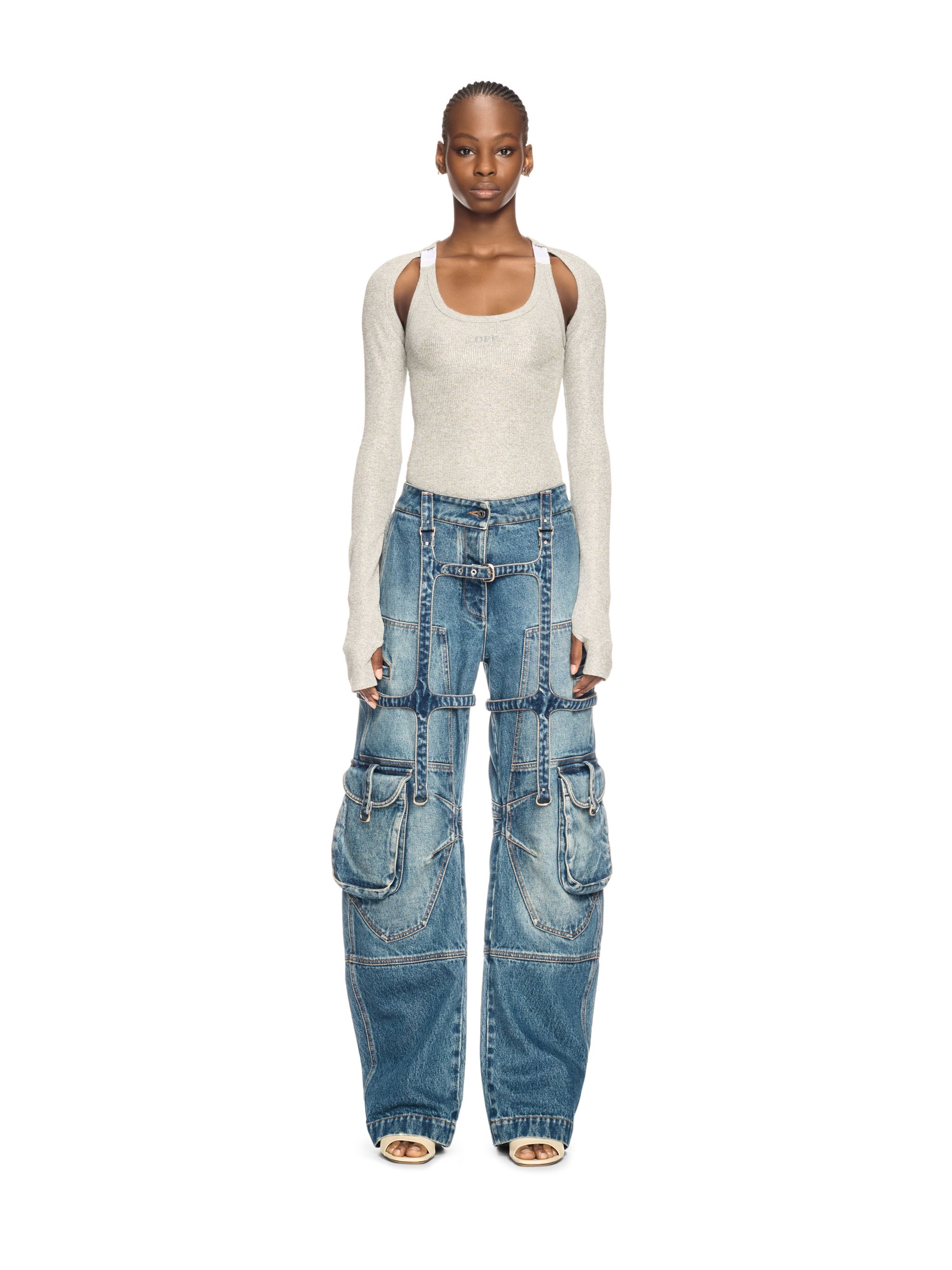 Off-white Silver Lurex Backless Top In Silver