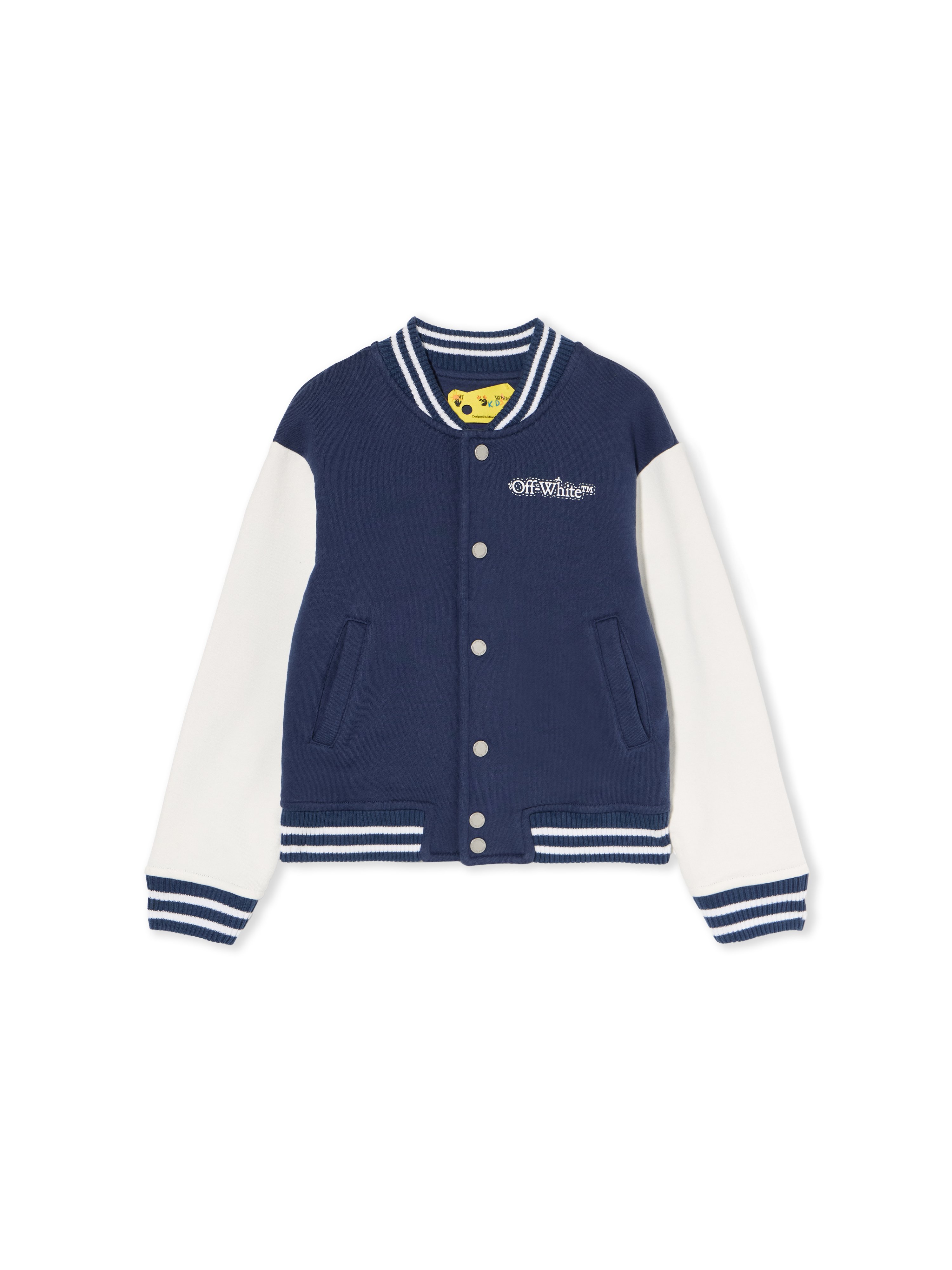 Off-white Arrow Dotline Varsity Jacket In Blue
