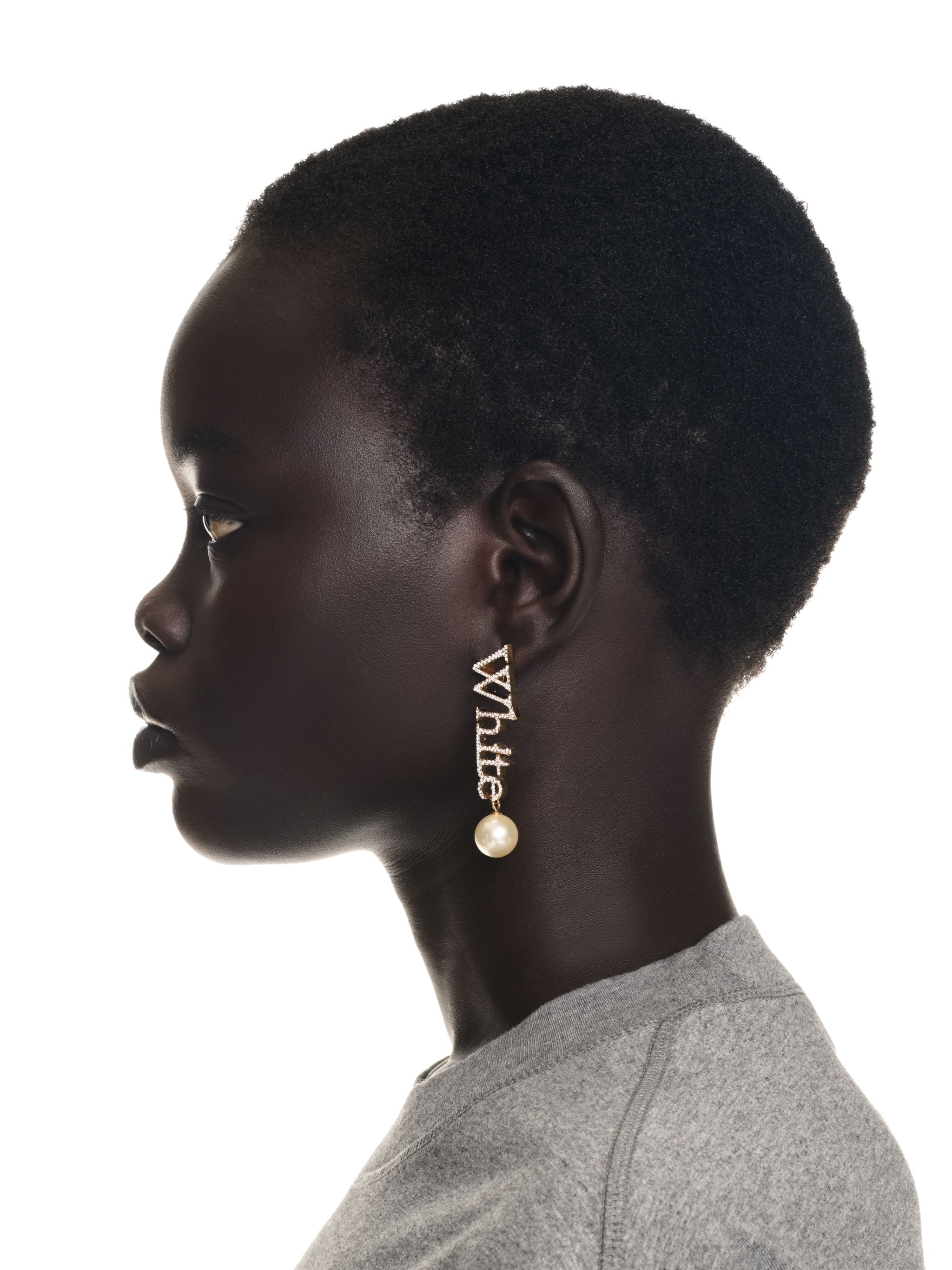 Off-white Strass + Pearl Logo Earrings In Gold