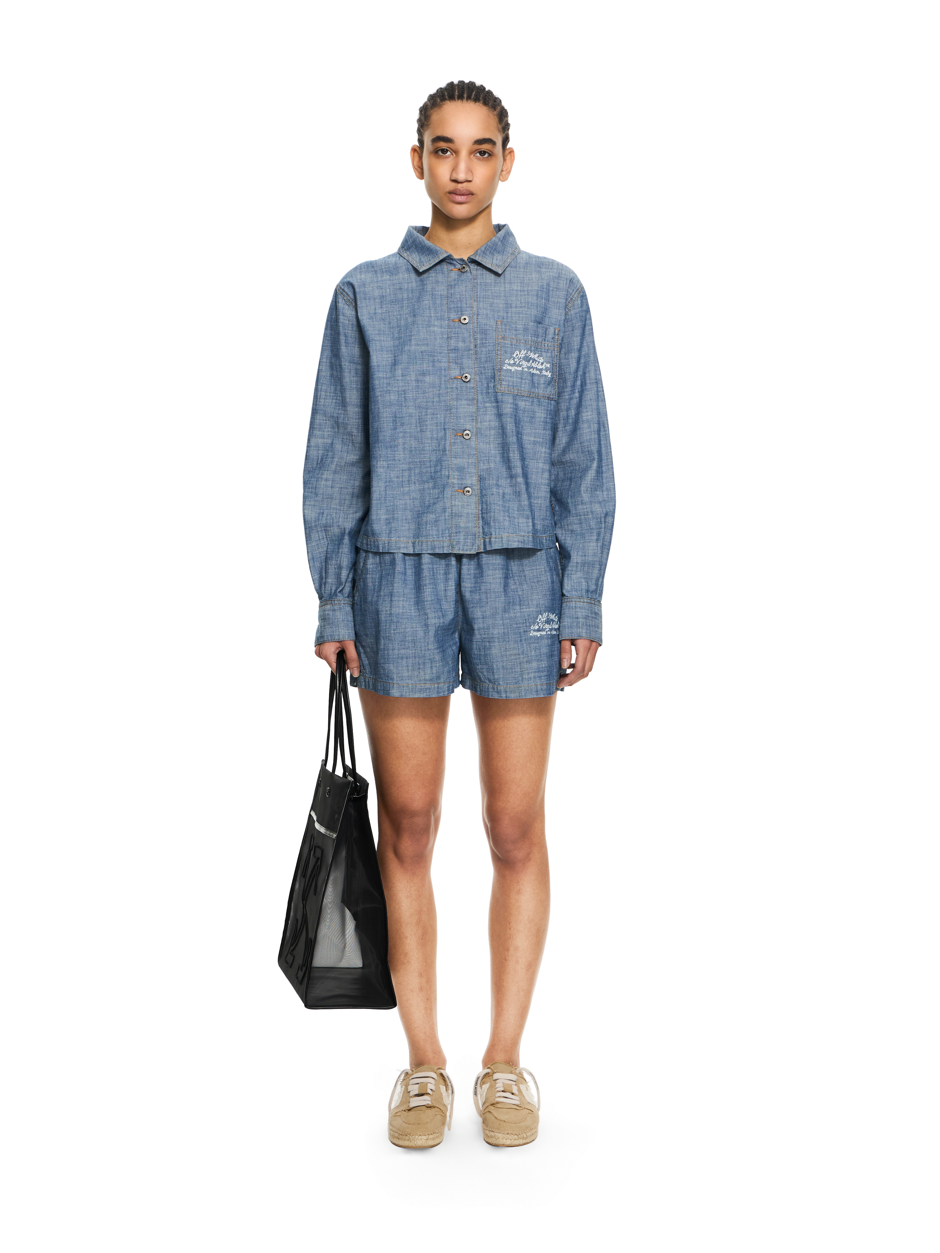 Off-White Chambray Denim Pajama Shirt